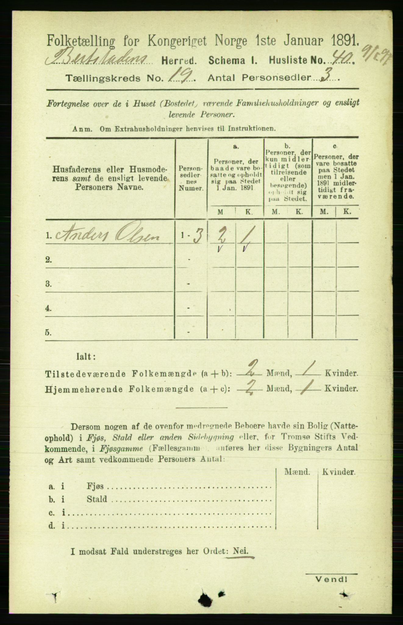 RA, 1891 census for 1727 Beitstad, 1891, p. 4810