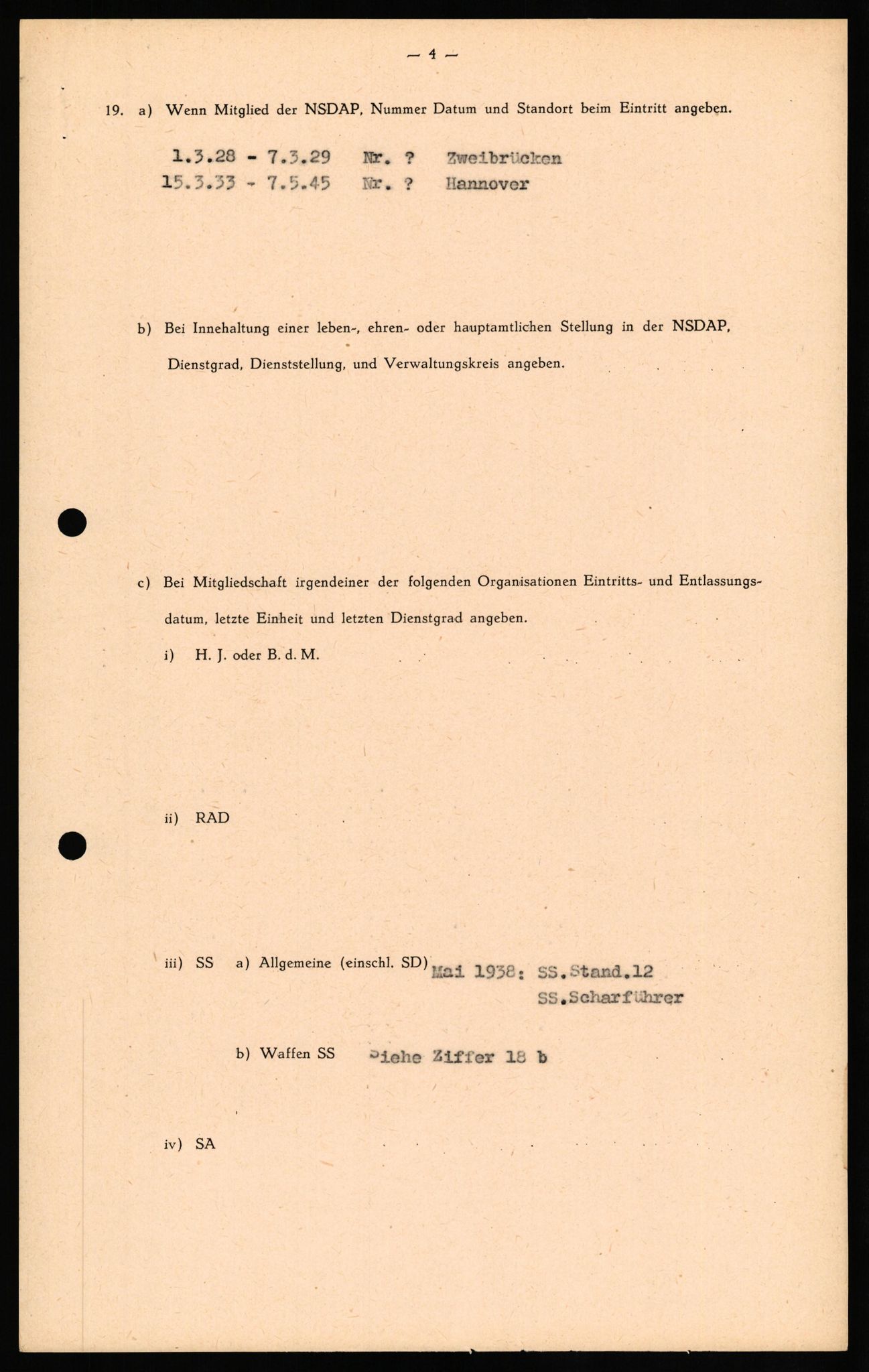 Forsvaret, Forsvarets overkommando II, RA/RAFA-3915/D/Db/L0027: CI Questionaires. Tyske okkupasjonsstyrker i Norge. Tyskere., 1945-1946, p. 48