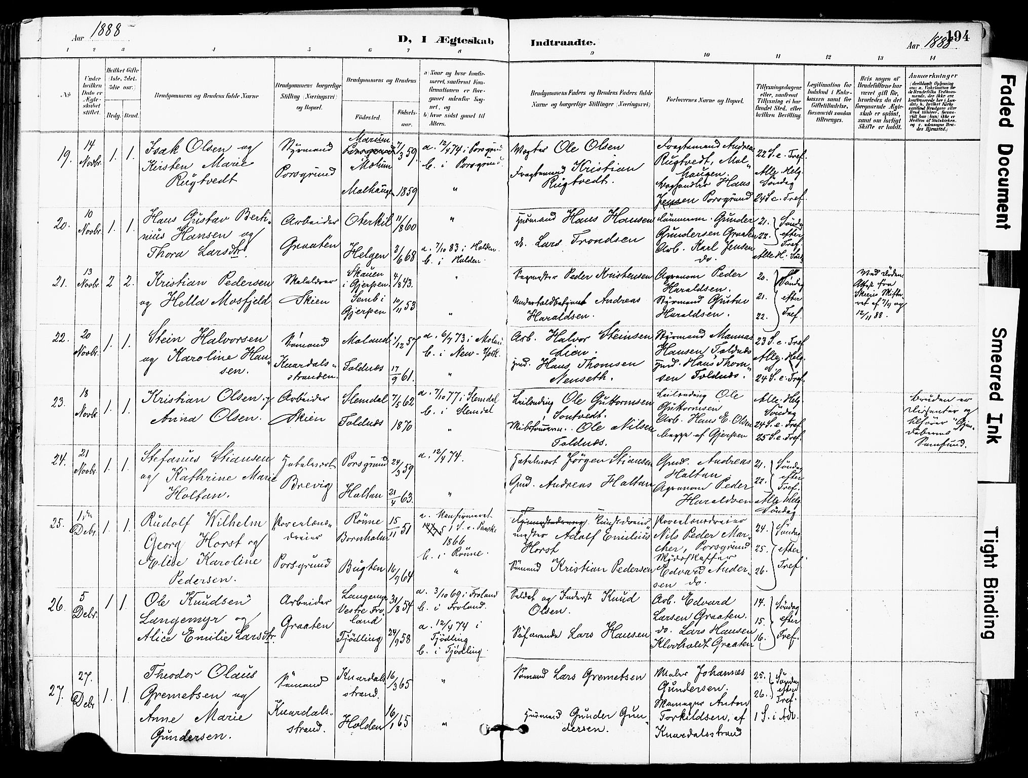 Solum kirkebøker, SAKO/A-306/F/Fa/L0010: Parish register (official) no. I 10, 1888-1898, p. 194