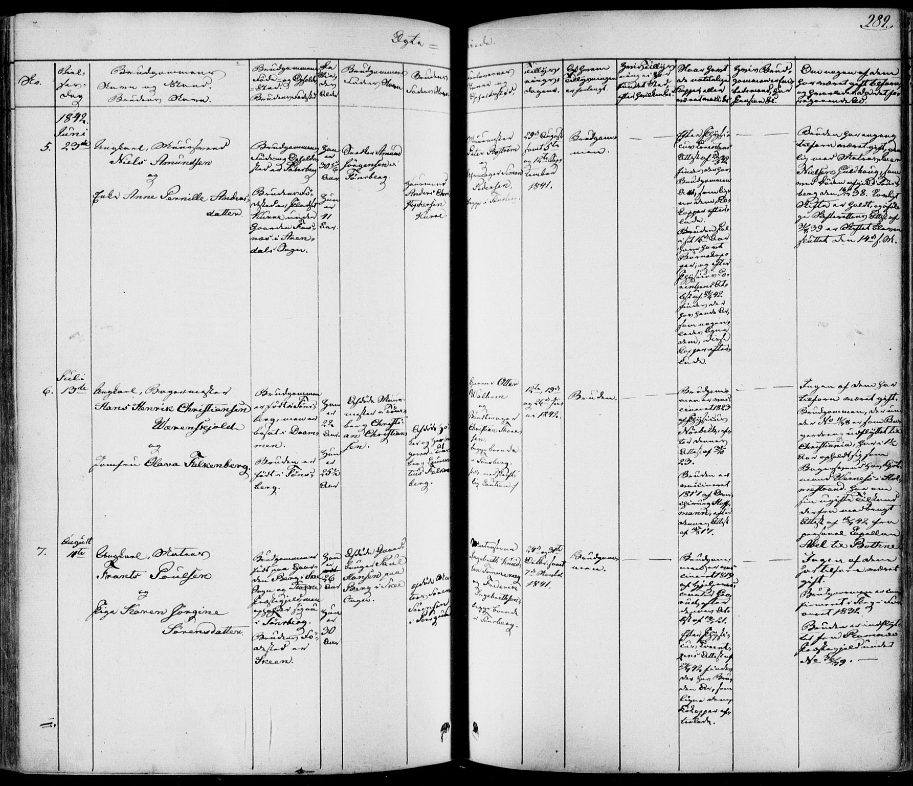 Tønsberg kirkebøker, AV/SAKO-A-330/F/Fa/L0006: Parish register (official) no. I 6, 1836-1844, p. 289