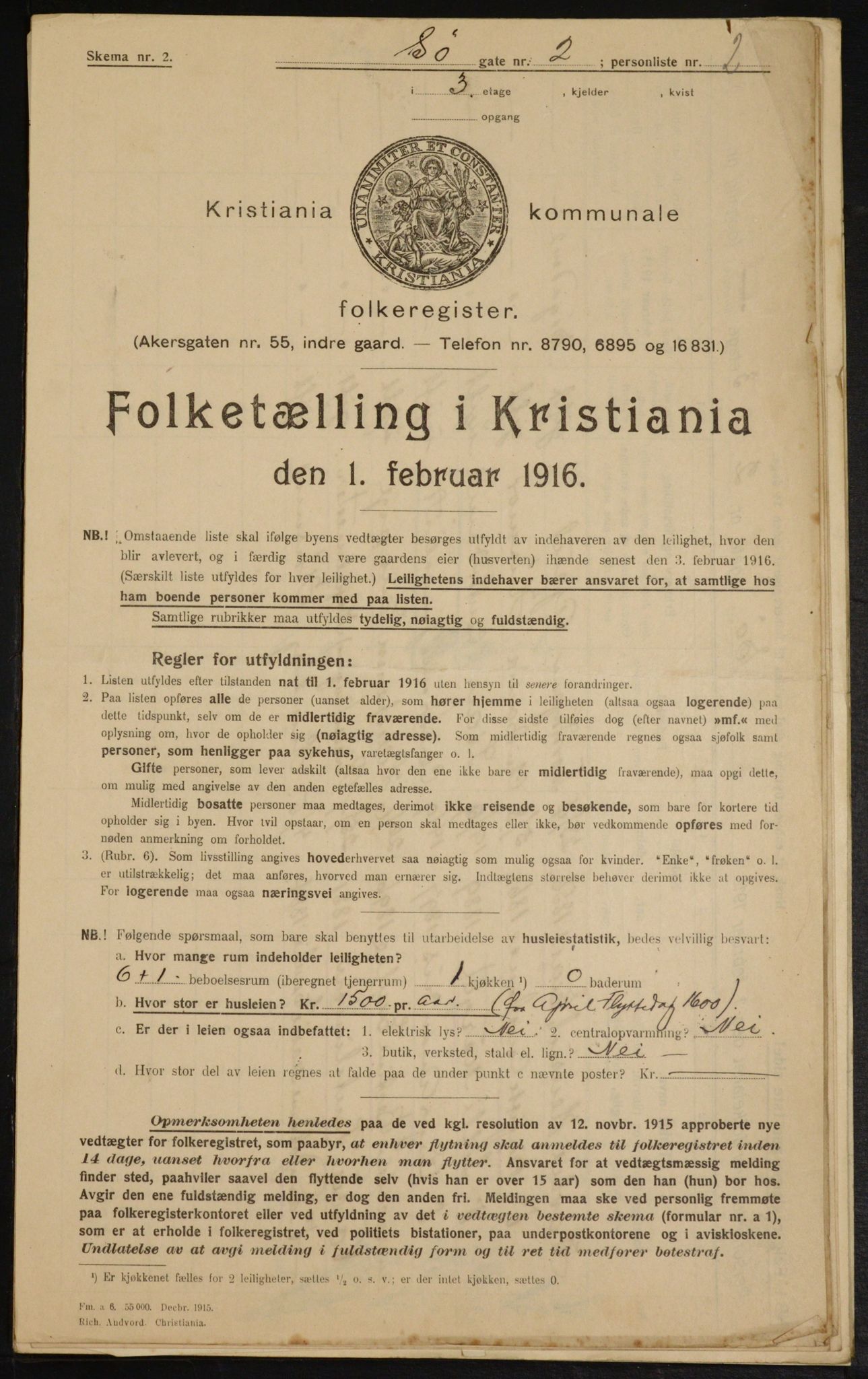 OBA, Municipal Census 1916 for Kristiania, 1916, p. 97540