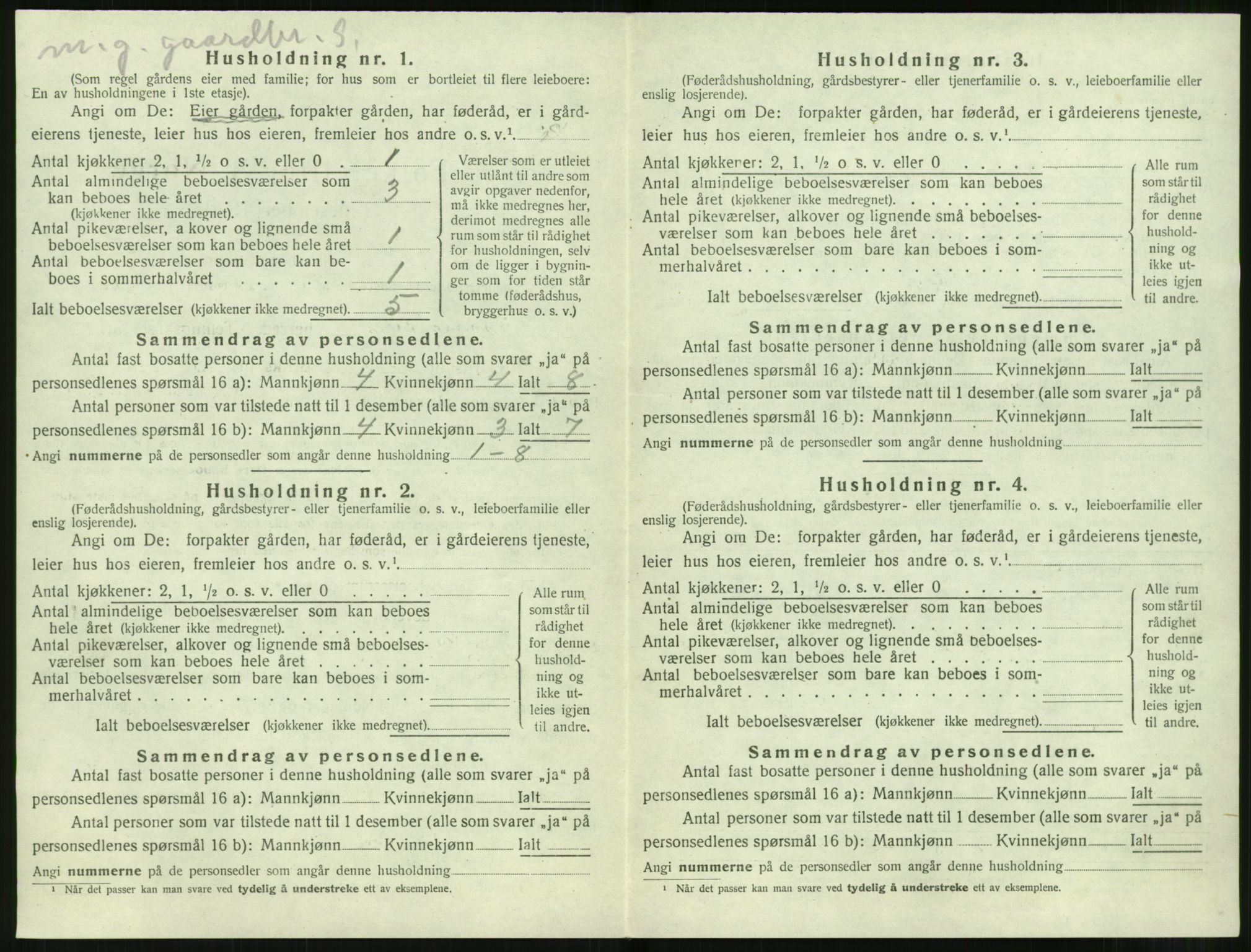 SAT, 1920 census for Sunnylven, 1920, p. 331