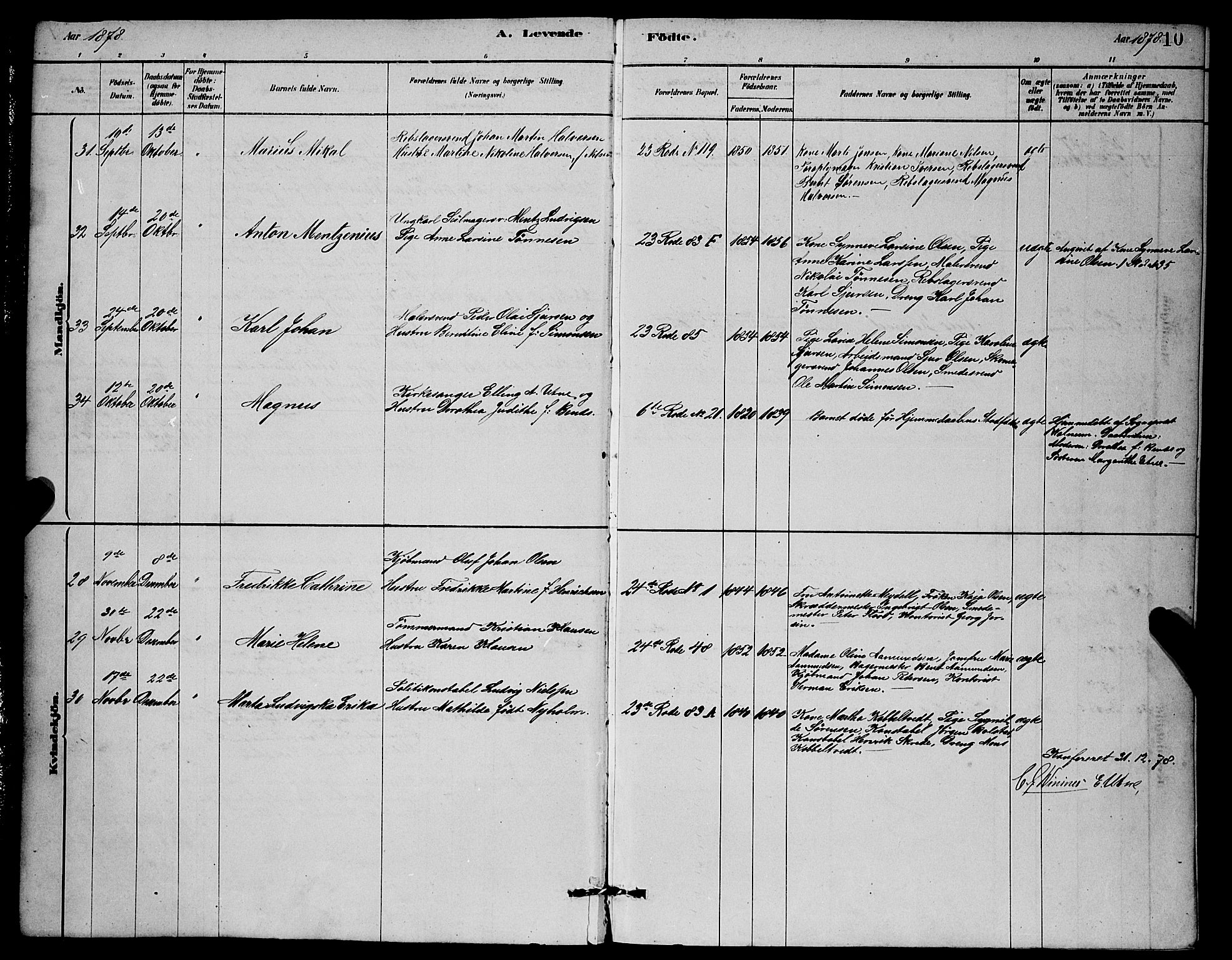 Mariakirken Sokneprestembete, AV/SAB-A-76901/H/Hab/L0004: Parish register (copy) no. A 4, 1878-1892, p. 10