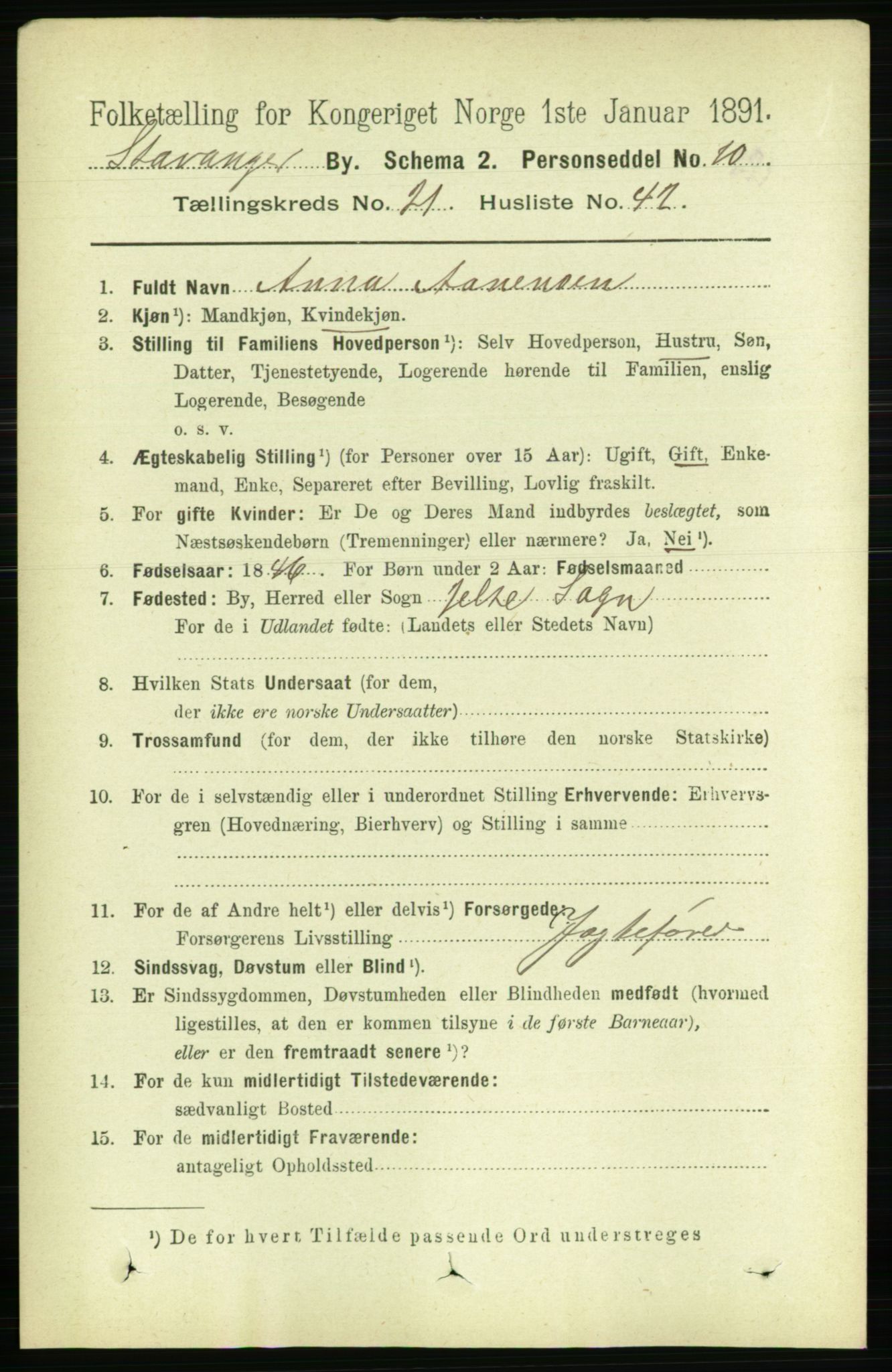 RA, 1891 census for 1103 Stavanger, 1891, p. 23781