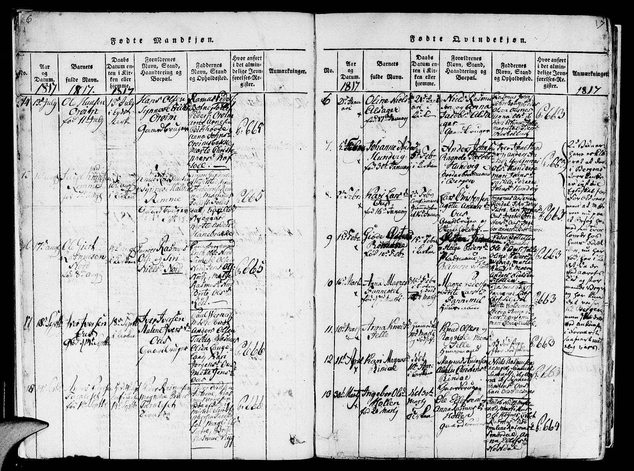 Eid sokneprestembete, SAB/A-82301/H/Haa/Haaa/L0005: Parish register (official) no. A 5, 1816-1830, p. 16-17