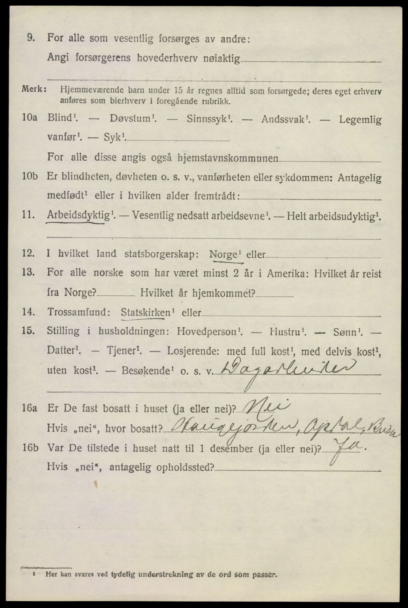 SAKO, 1920 census for Uvdal, 1920, p. 2552