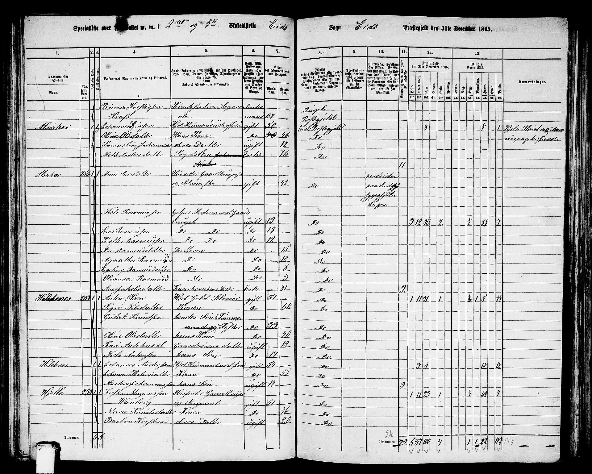 RA, 1865 census for Eid, 1865, p. 102