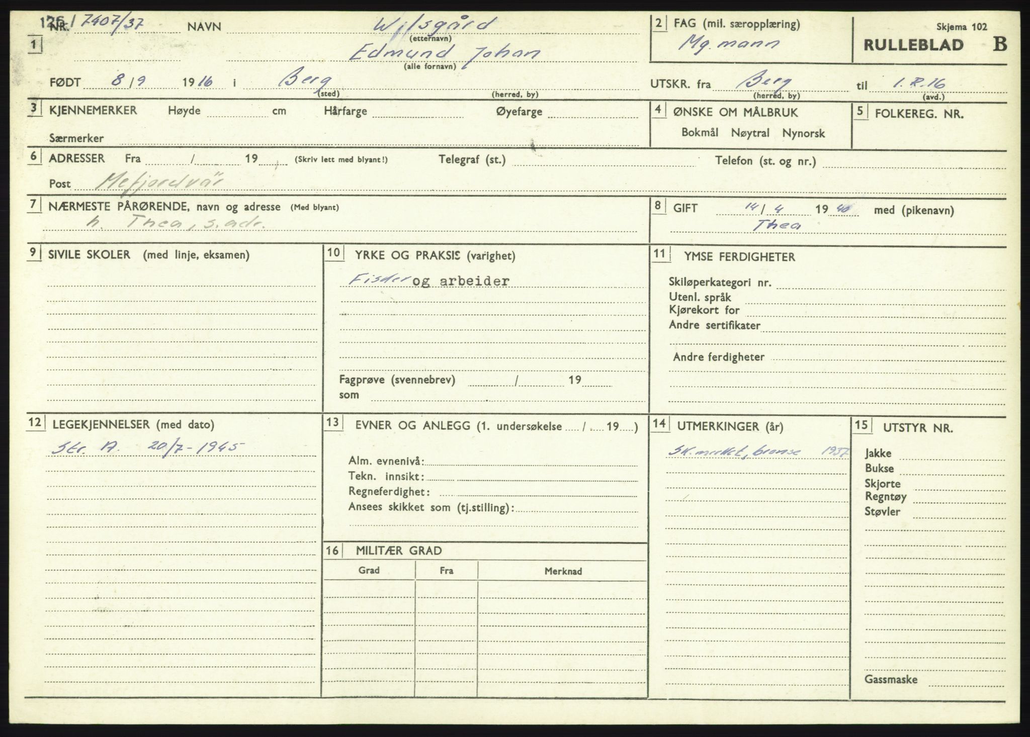 Forsvaret, Troms infanteriregiment nr. 16, AV/RA-RAFA-3146/P/Pa/L0021: Rulleblad for regimentets menige mannskaper, årsklasse 1937, 1937, p. 1219