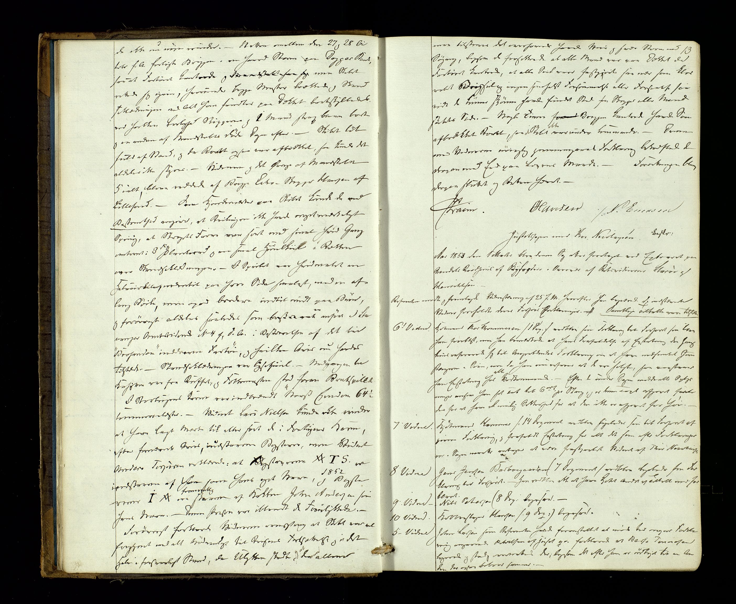 Arendal byfogd, AV/SAK-1222-0001/F/Fb/L0005: Ekstrarettsprotokoll, 1853-1855, p. 12-13