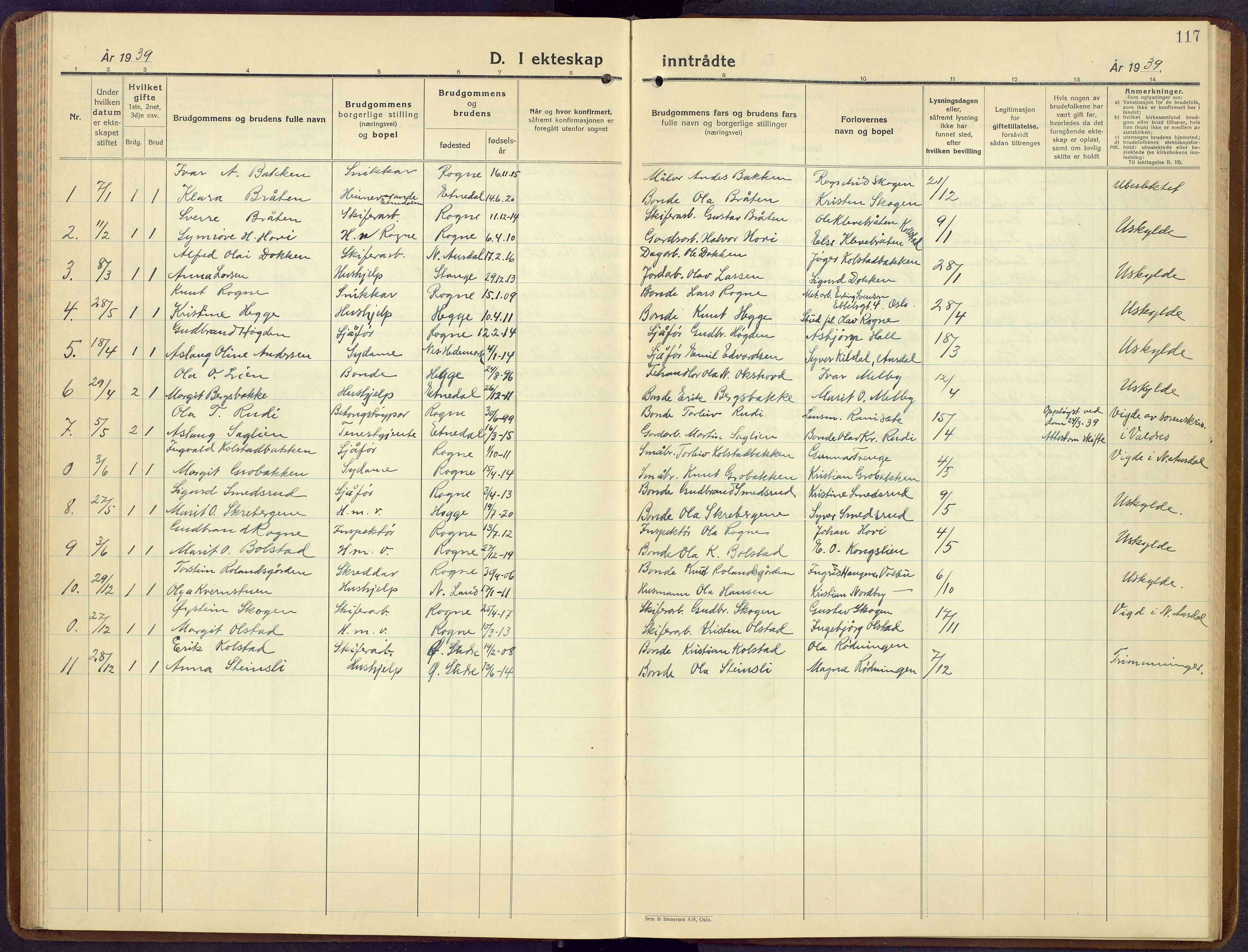 Øystre Slidre prestekontor, SAH/PREST-138/H/Ha/Hab/L0011: Parish register (copy) no. 11, 1937-1966, p. 117