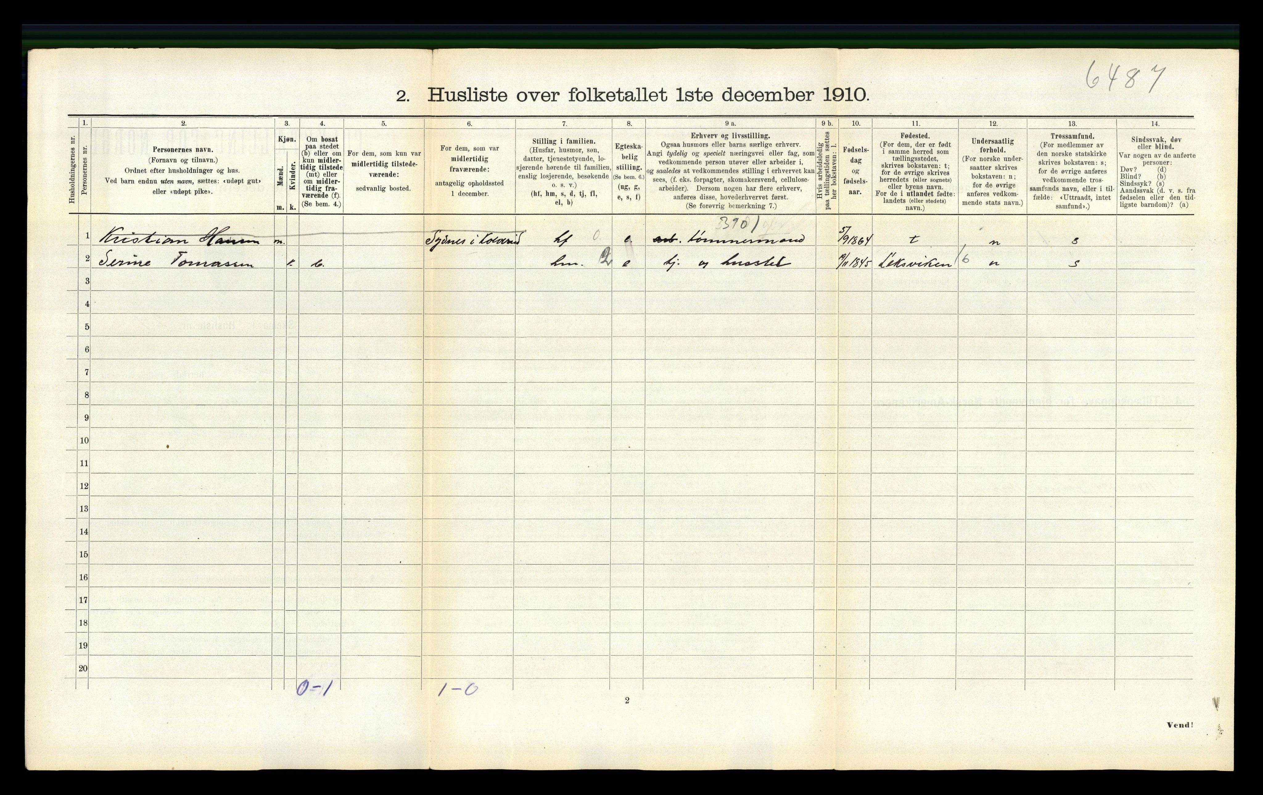 RA, 1910 census for Fosnes, 1910, p. 120