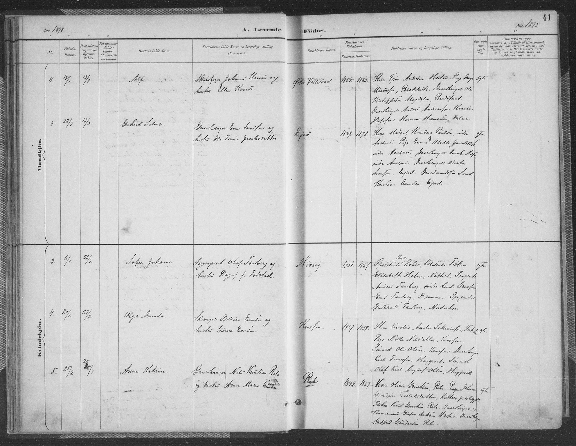 Høvåg sokneprestkontor, AV/SAK-1111-0025/F/Fa/L0006: Parish register (official) no. A 6, 1894-1923, p. 41