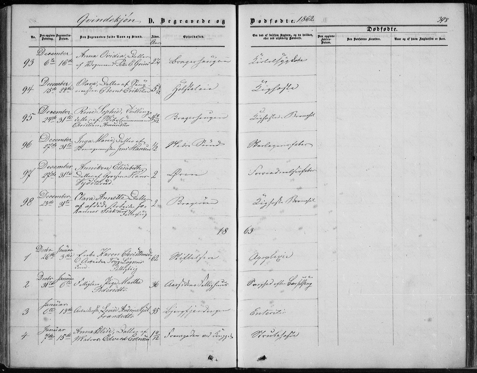 Bragernes kirkebøker, SAKO/A-6/F/Fb/L0003: Parish register (official) no. II 3, 1860-1868, p. 398