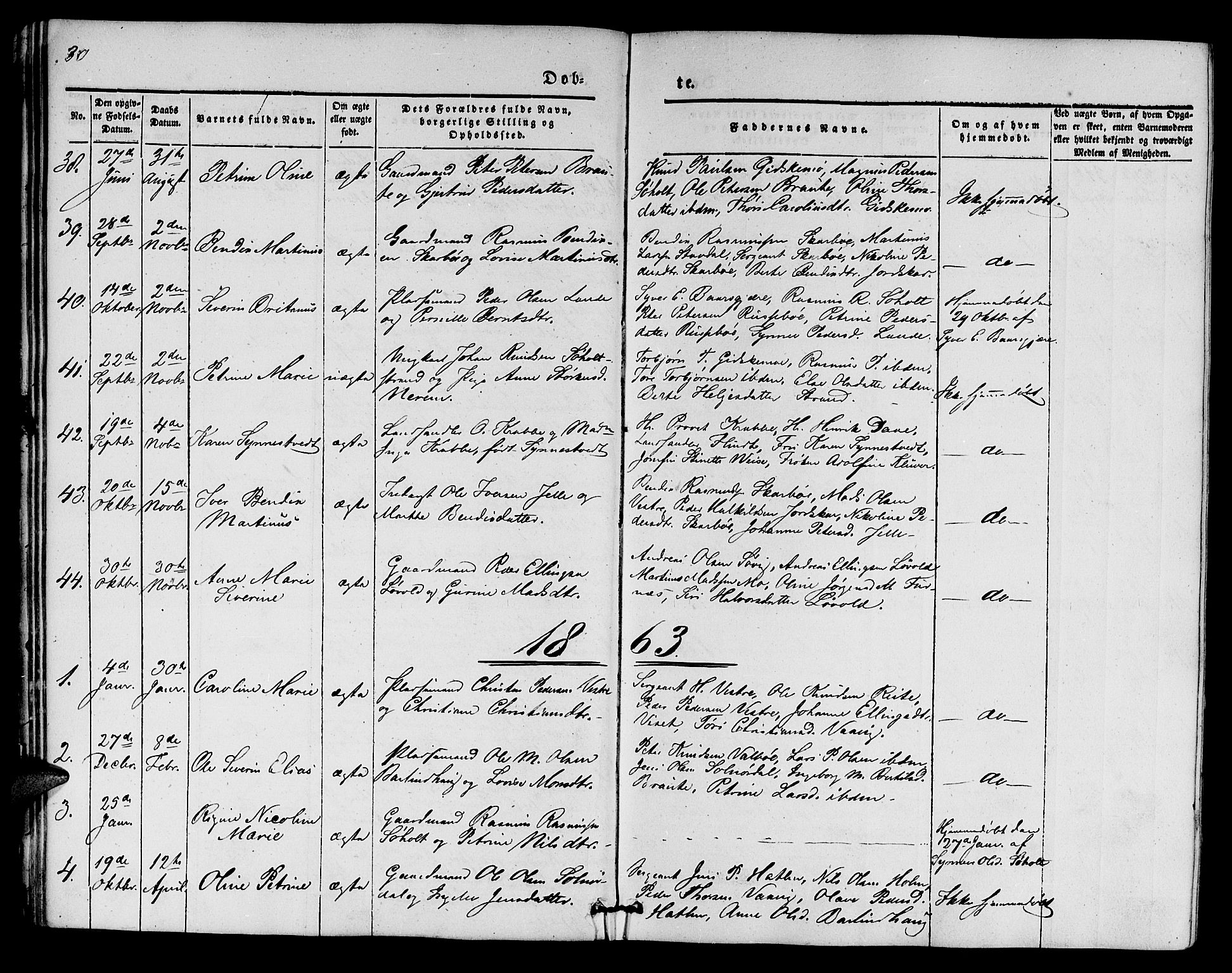 Ministerialprotokoller, klokkerbøker og fødselsregistre - Møre og Romsdal, SAT/A-1454/522/L0324: Parish register (copy) no. 522C03, 1854-1871, p. 30