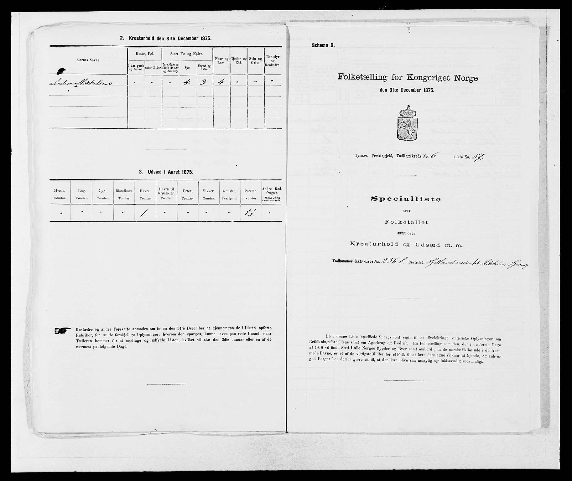 SAB, 1875 census for 1223P Tysnes, 1875, p. 758