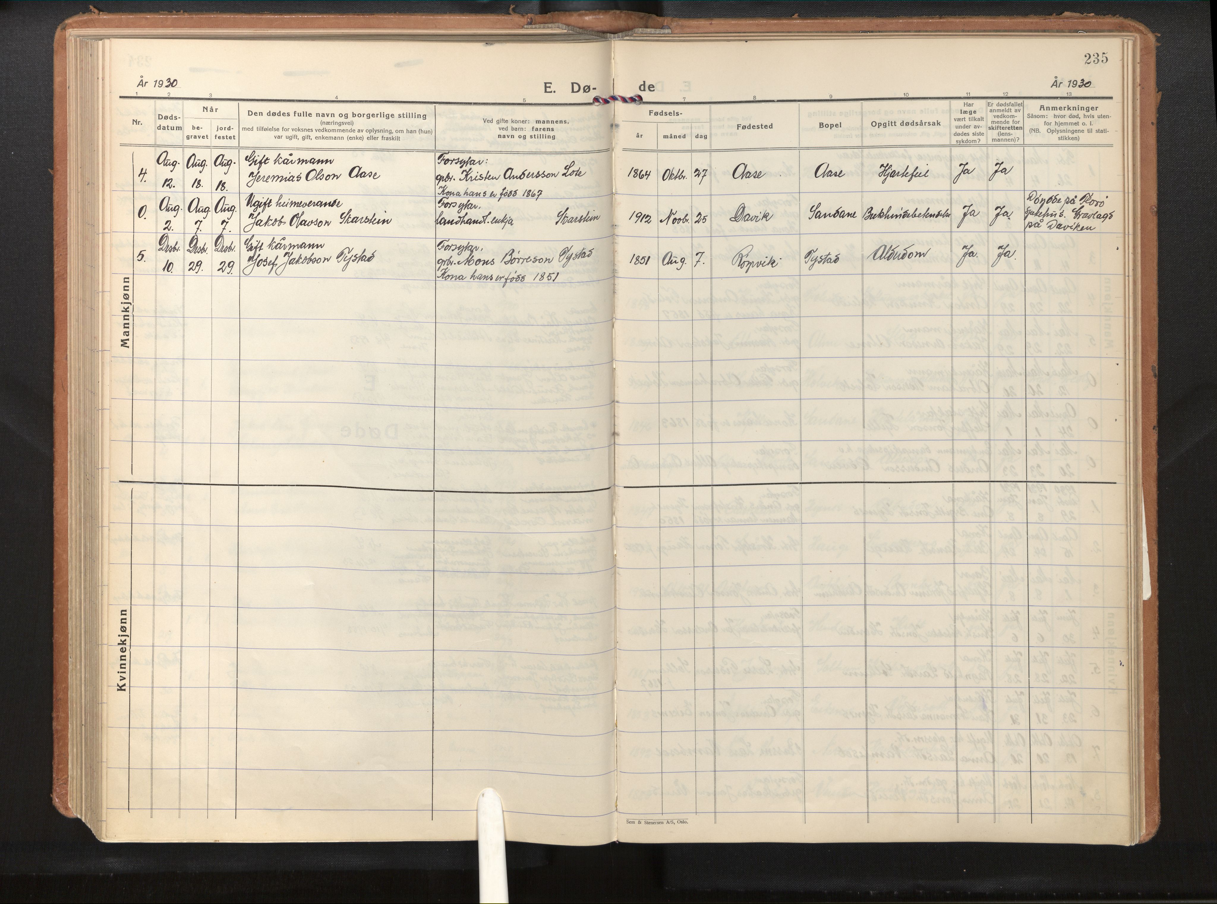 Gloppen sokneprestembete, AV/SAB-A-80101/H/Haa/Haab/L0003: Parish register (official) no. B 3, 1928-1953, p. 234b-235a