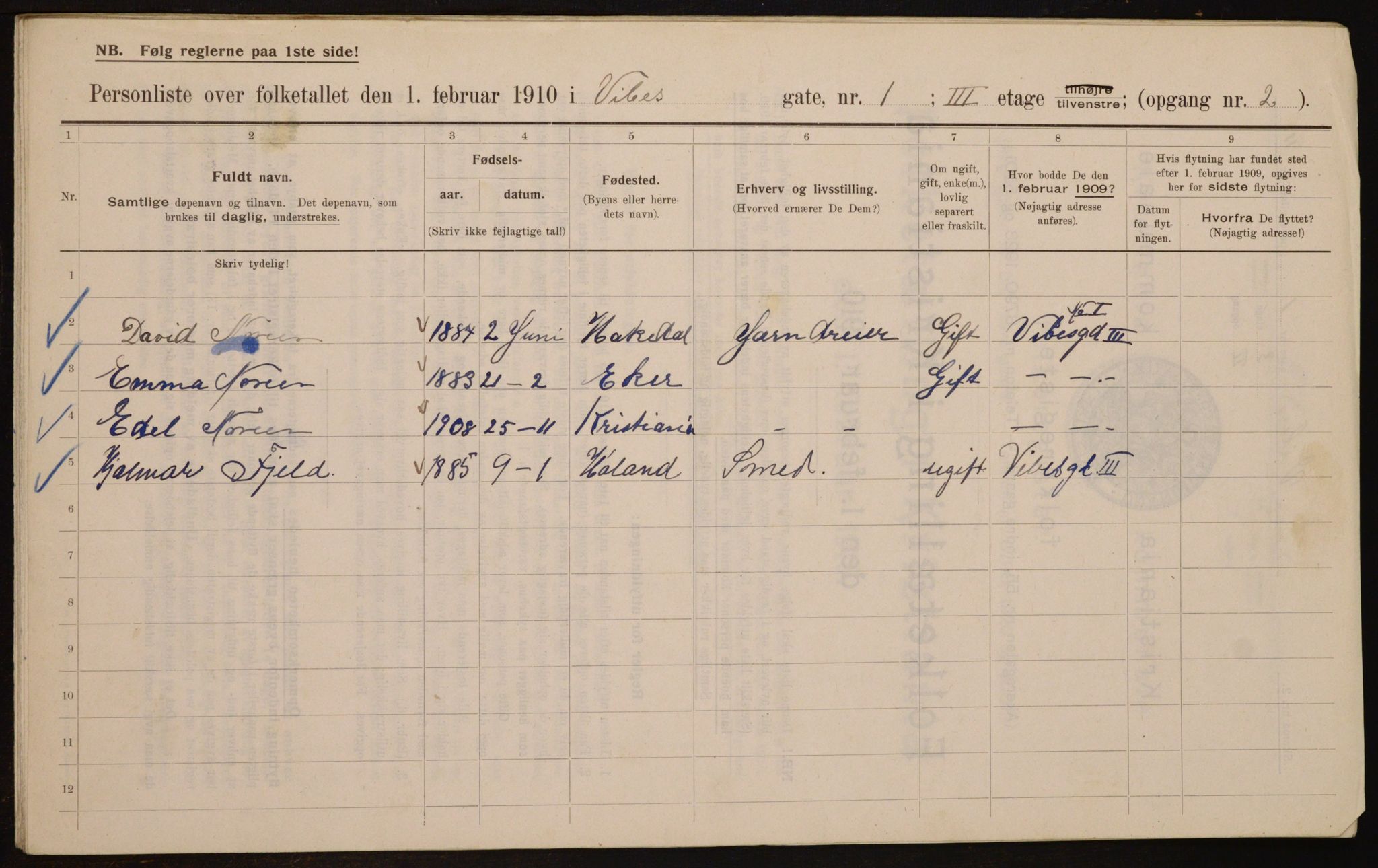 OBA, Municipal Census 1910 for Kristiania, 1910, p. 116193