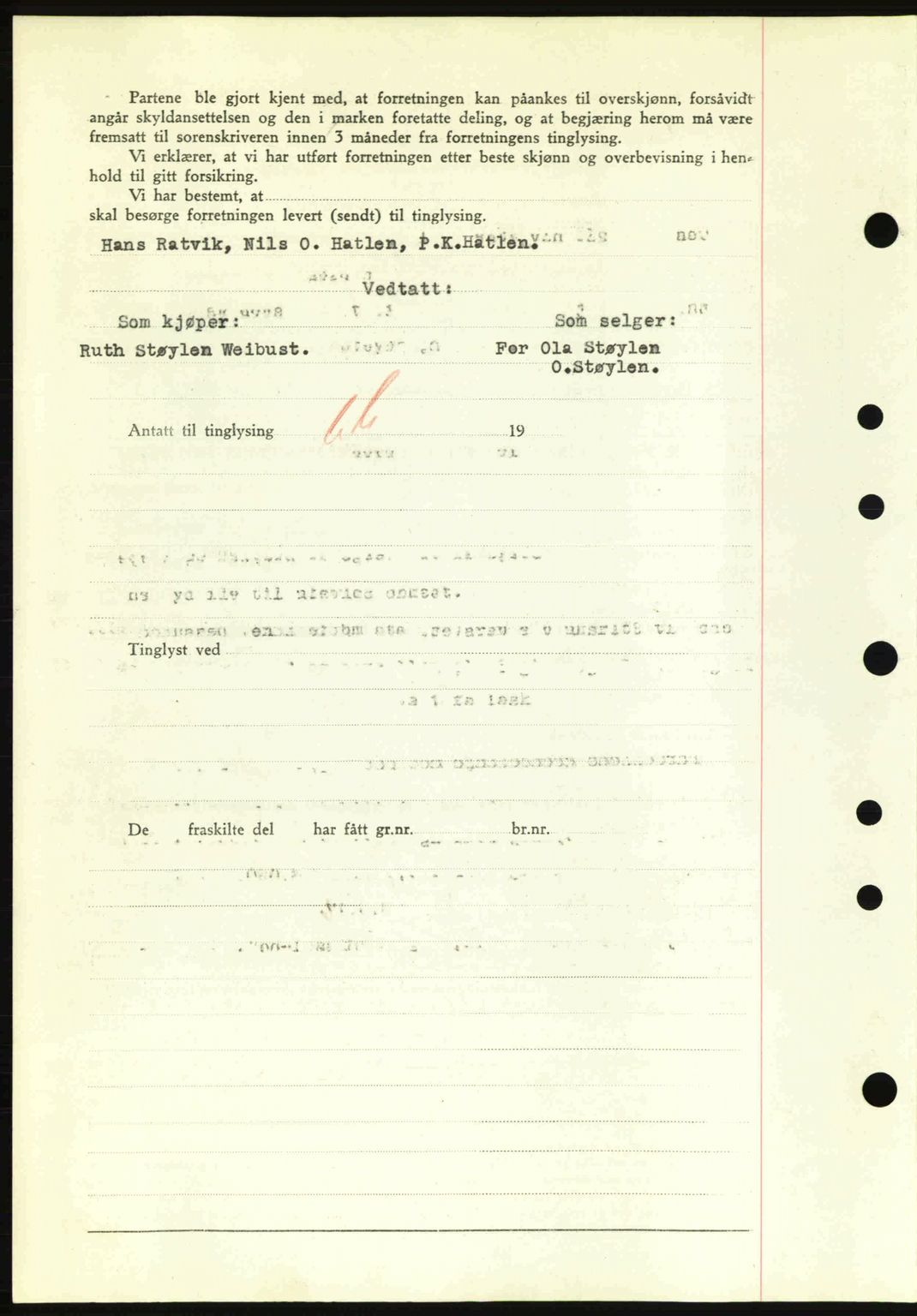 Nordre Sunnmøre sorenskriveri, AV/SAT-A-0006/1/2/2C/2Ca: Mortgage book no. A13, 1942-1942, Diary no: : 969/1942