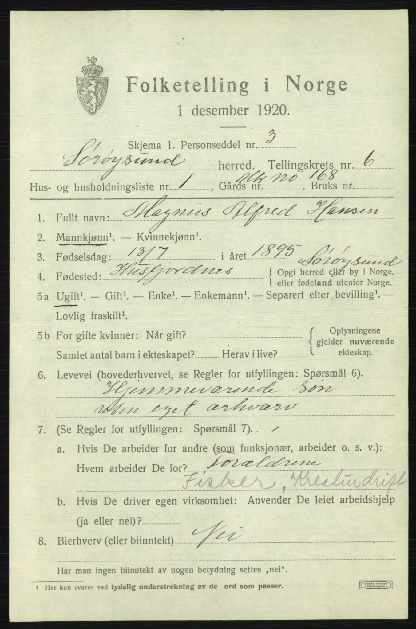 SATØ, 1920 census for Sørøysund rural district, 1920, p. 2566