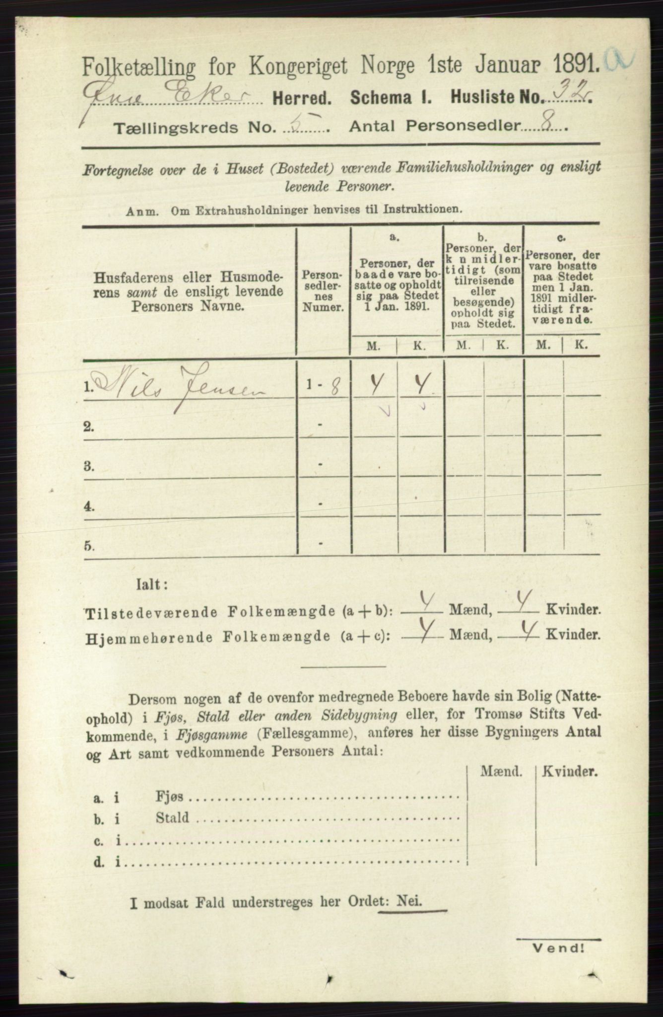 RA, 1891 census for 0624 Øvre Eiker, 1891, p. 1806