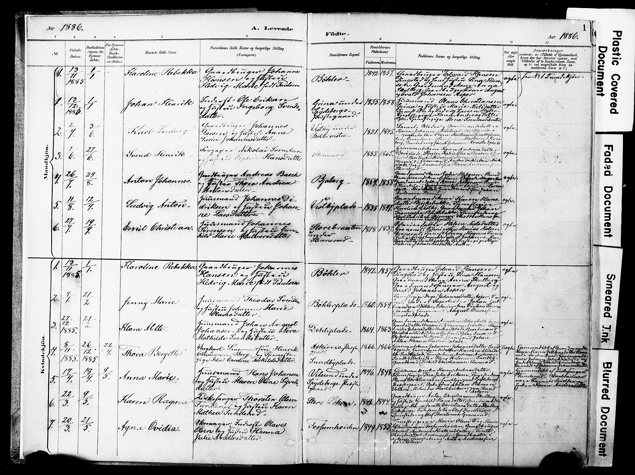 Spydeberg prestekontor Kirkebøker, SAO/A-10924/F/Fa/L0008: Parish register (official) no. I 8, 1886-1900, p. 1