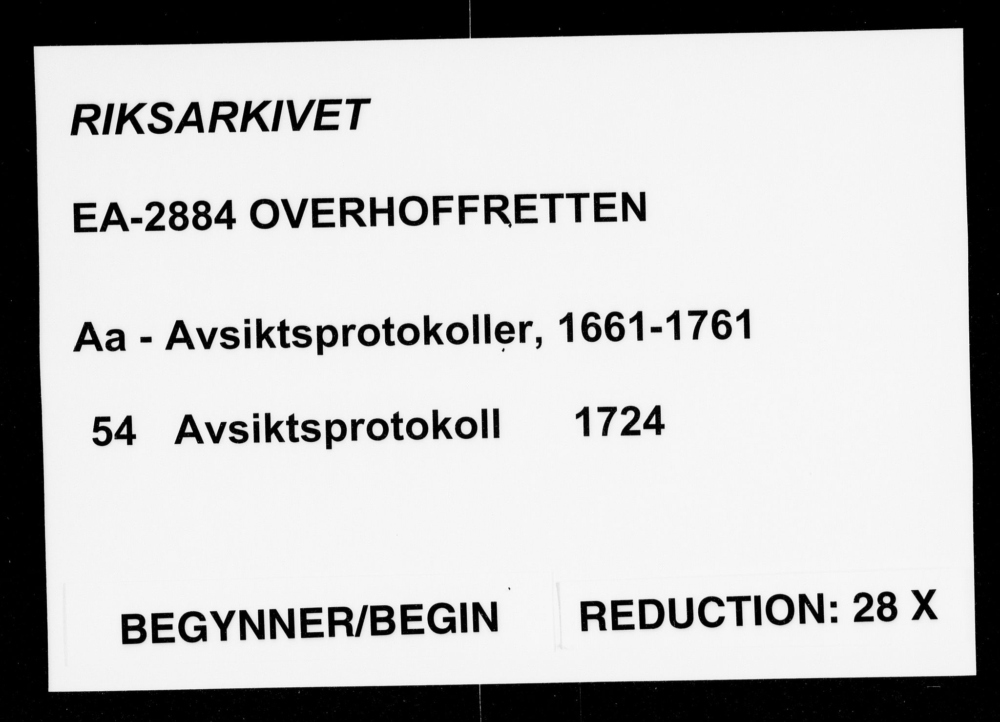 Overhoffretten 1667-1797, AV/RA-EA-2884/Aa/L0054: Avsiktsprotokoll, 1724