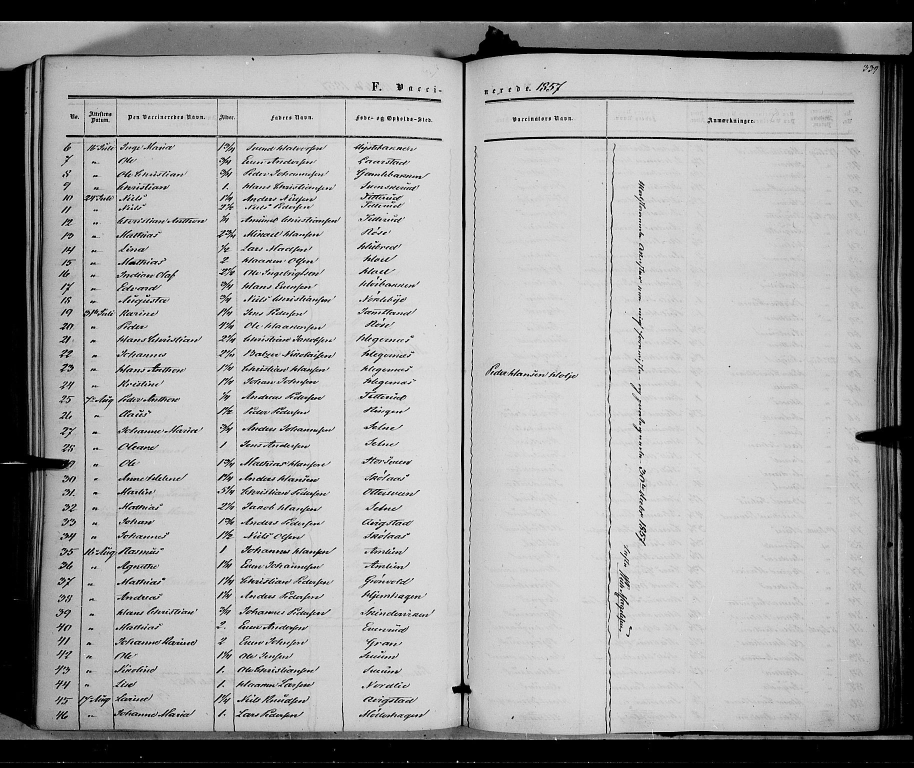 Vestre Toten prestekontor, SAH/PREST-108/H/Ha/Haa/L0006: Parish register (official) no. 6, 1856-1861, p. 339