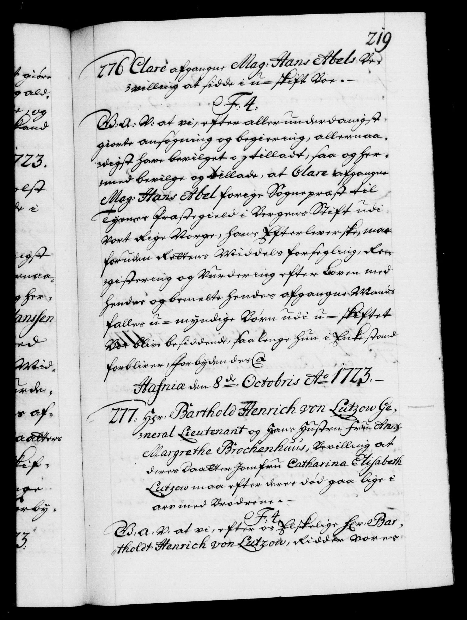 Danske Kanselli 1572-1799, AV/RA-EA-3023/F/Fc/Fca/Fcaa/L0024: Norske registre, 1723-1725, p. 219a