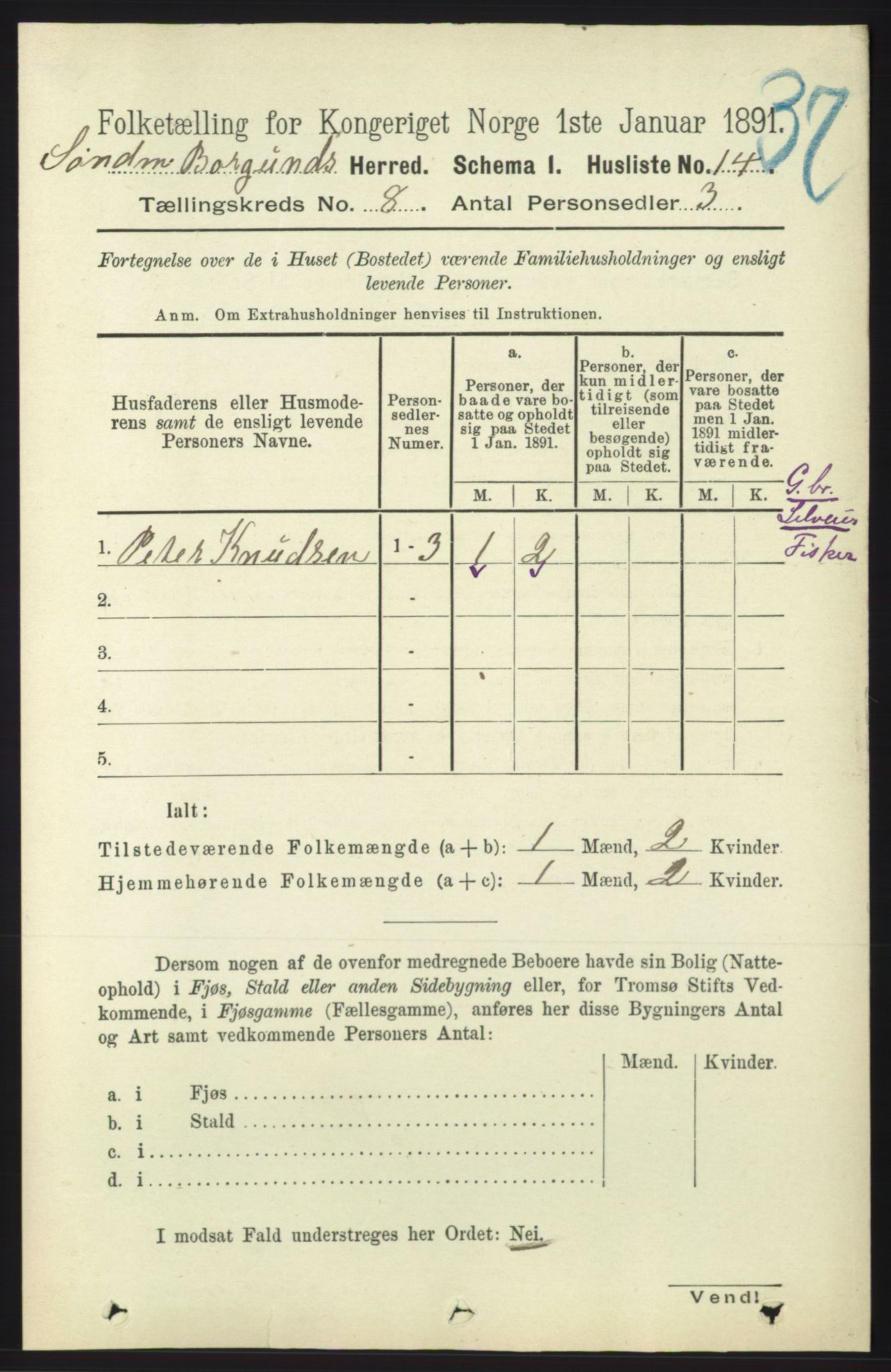 RA, 1891 census for 1531 Borgund, 1891, p. 2120