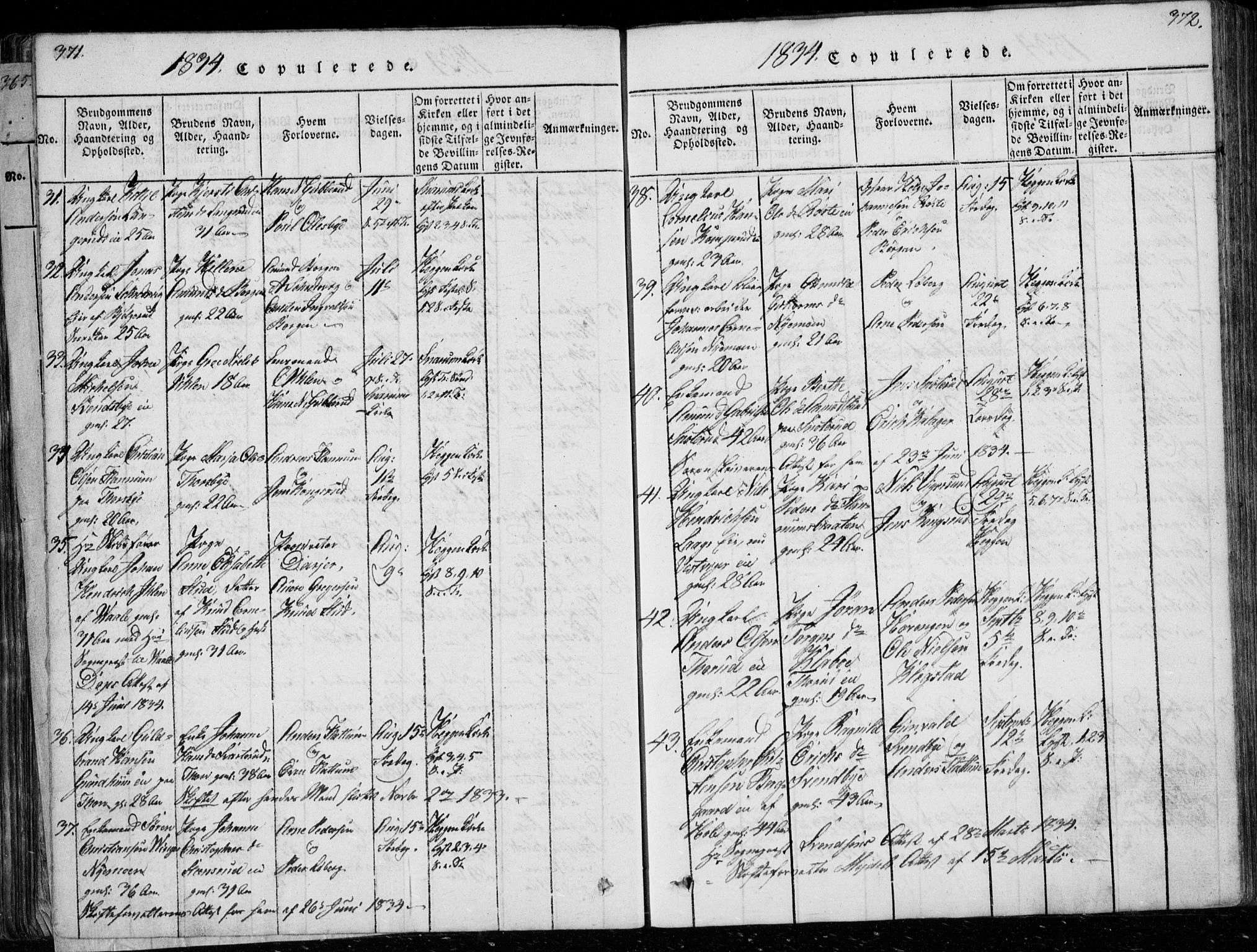 Modum kirkebøker, SAKO/A-234/G/Ga/L0003: Parish register (copy) no. I 3, 1832-1842, p. 371-372