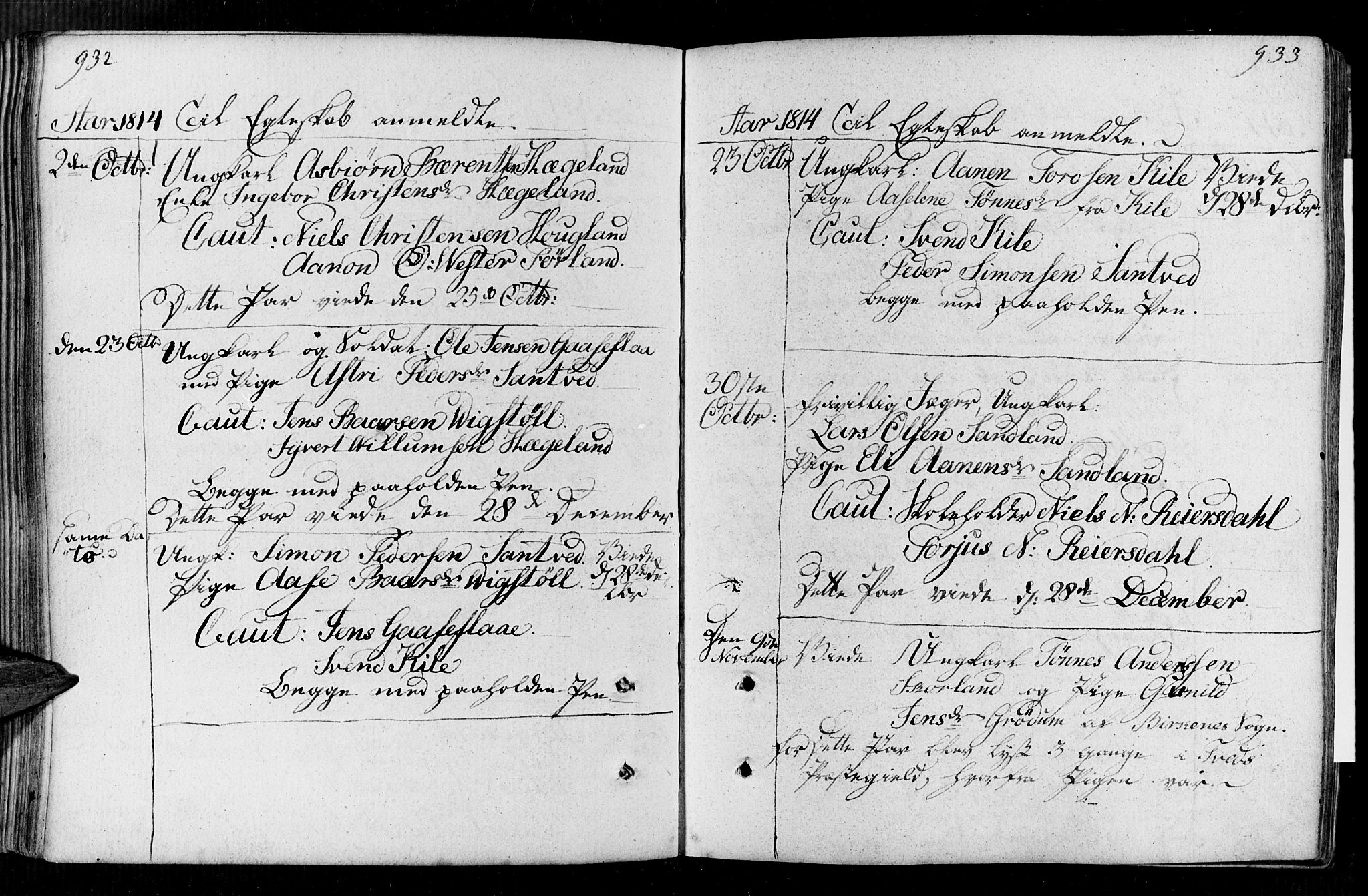 Vennesla sokneprestkontor, AV/SAK-1111-0045/Fa/Faa/L0002: Parish register (official) no. A 2, 1785-1834, p. 932-933