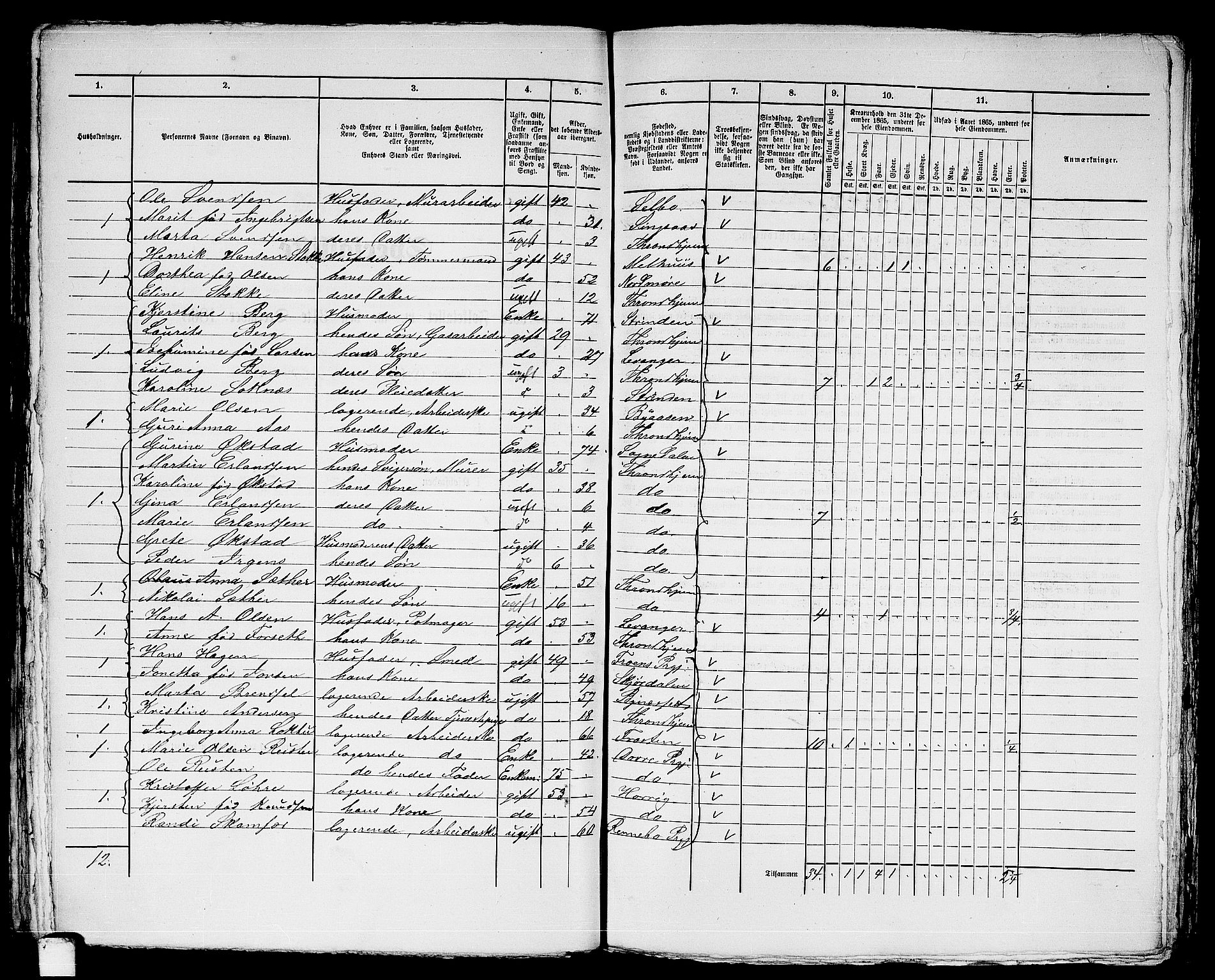 RA, 1865 census for Trondheim, 1865, p. 2330