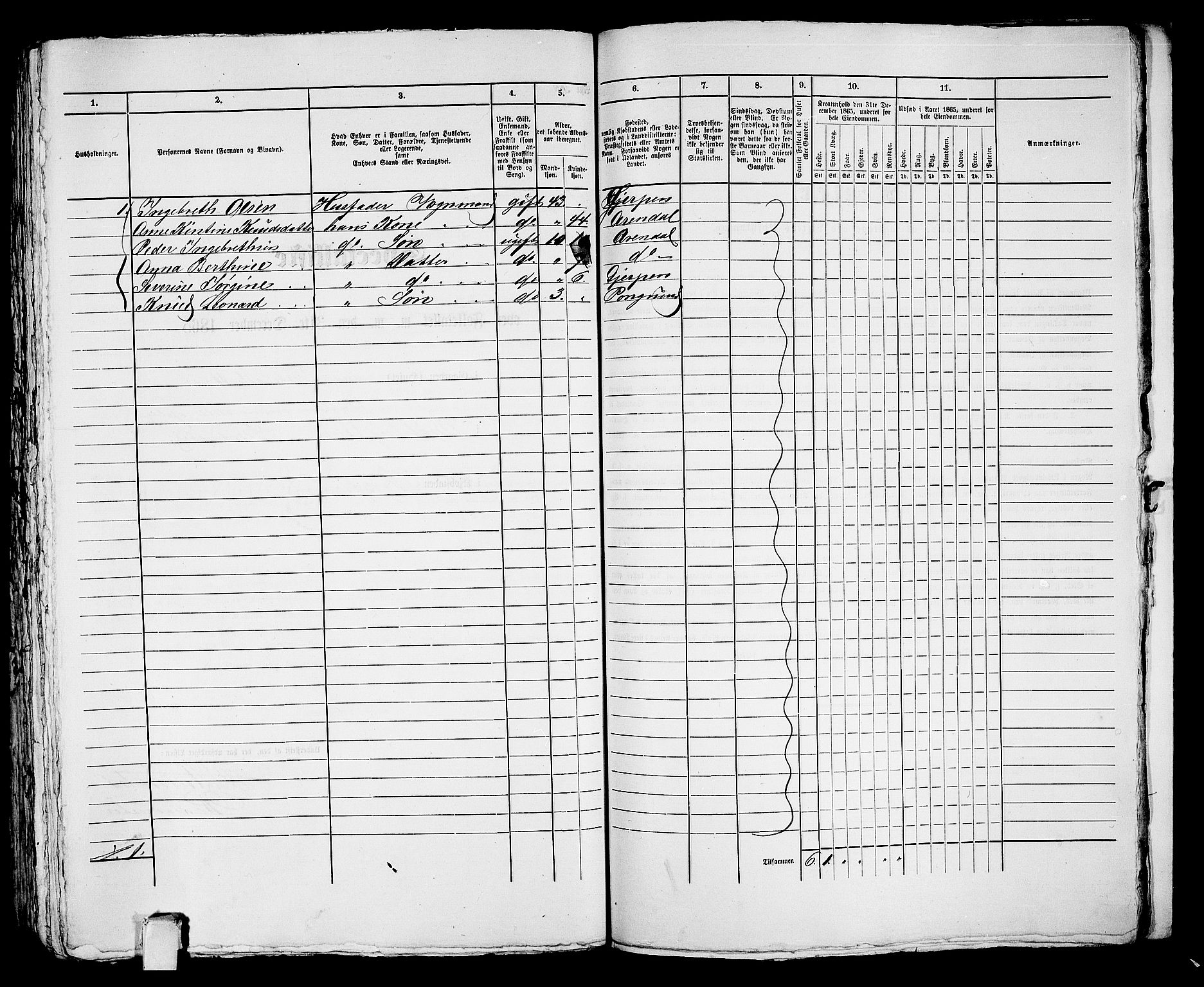 RA, 1865 census for Porsgrunn, 1865, p. 413