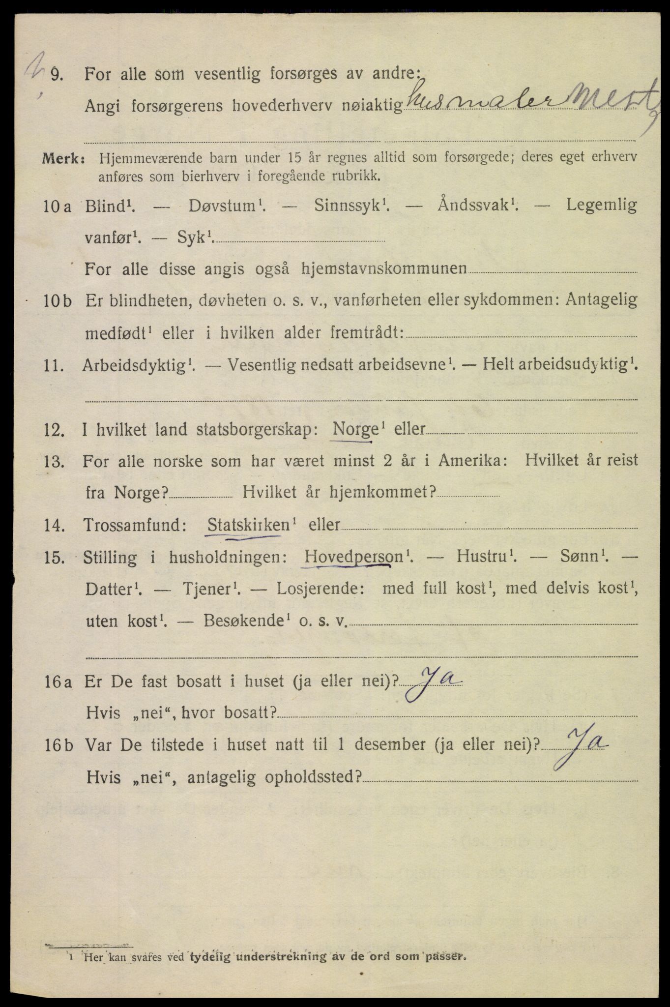 SAK, 1920 census for Tvedestrand, 1920, p. 1344