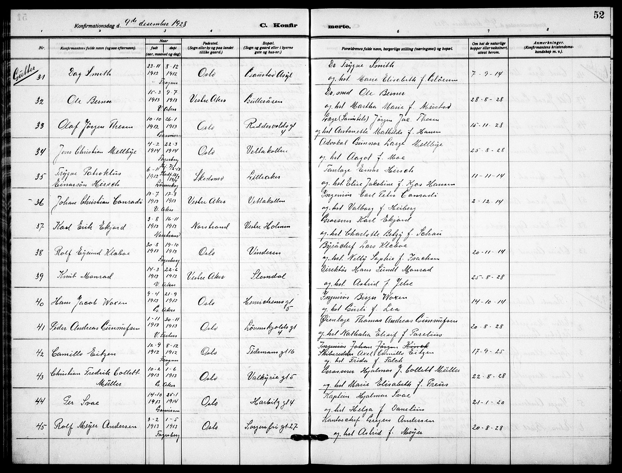 Garnisonsmenigheten Kirkebøker, AV/SAO-A-10846/F/Fa/L0017: Parish register (official) no. 17, 1926-1937, p. 52