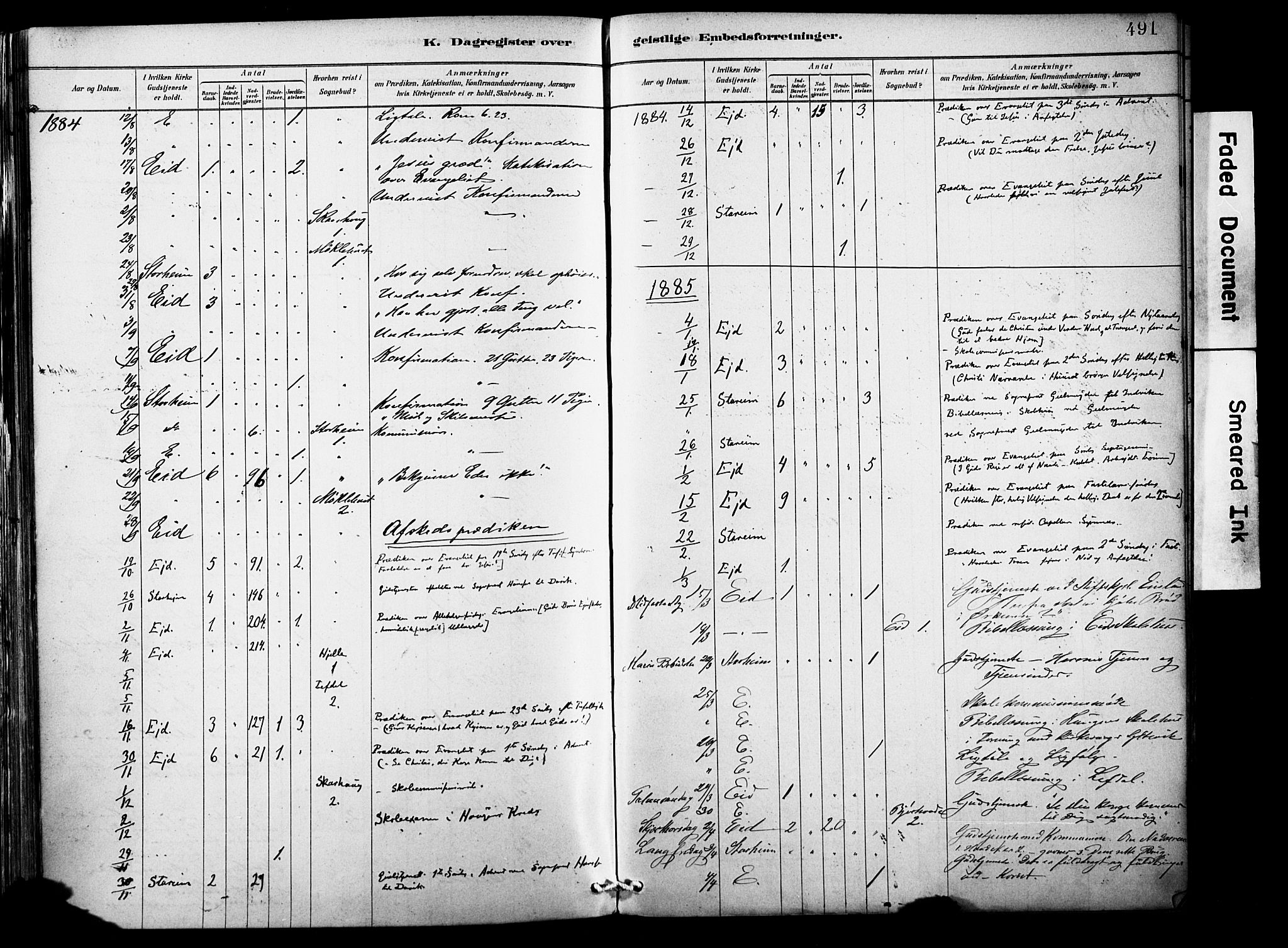 Eid sokneprestembete, AV/SAB-A-82301/H/Haa/Haab/L0001: Parish register (official) no. B 1, 1879-1906, p. 491