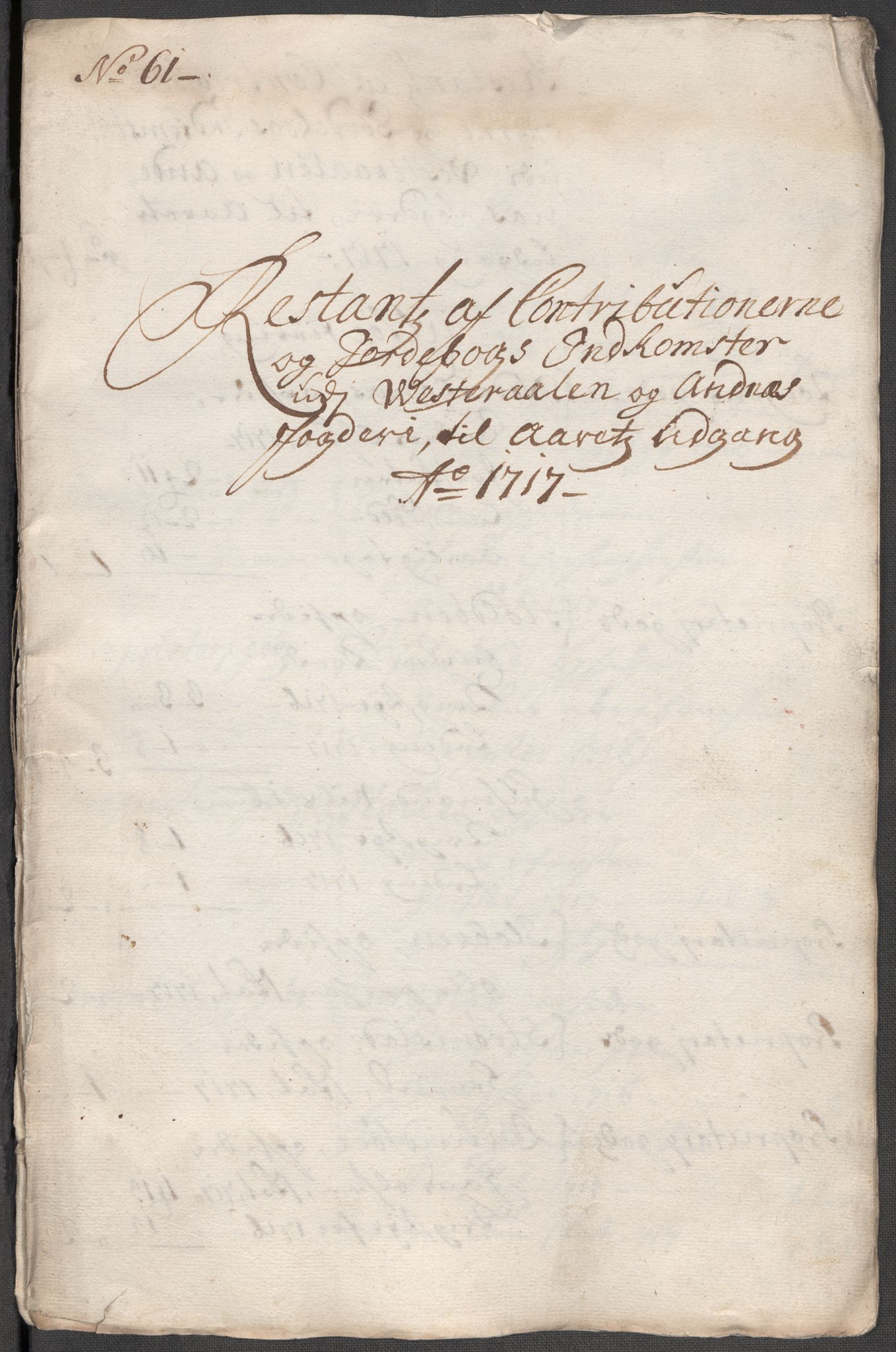 Rentekammeret inntil 1814, Reviderte regnskaper, Fogderegnskap, RA/EA-4092/R67/L4683: Fogderegnskap Vesterålen, Andenes og Lofoten, 1717, p. 291