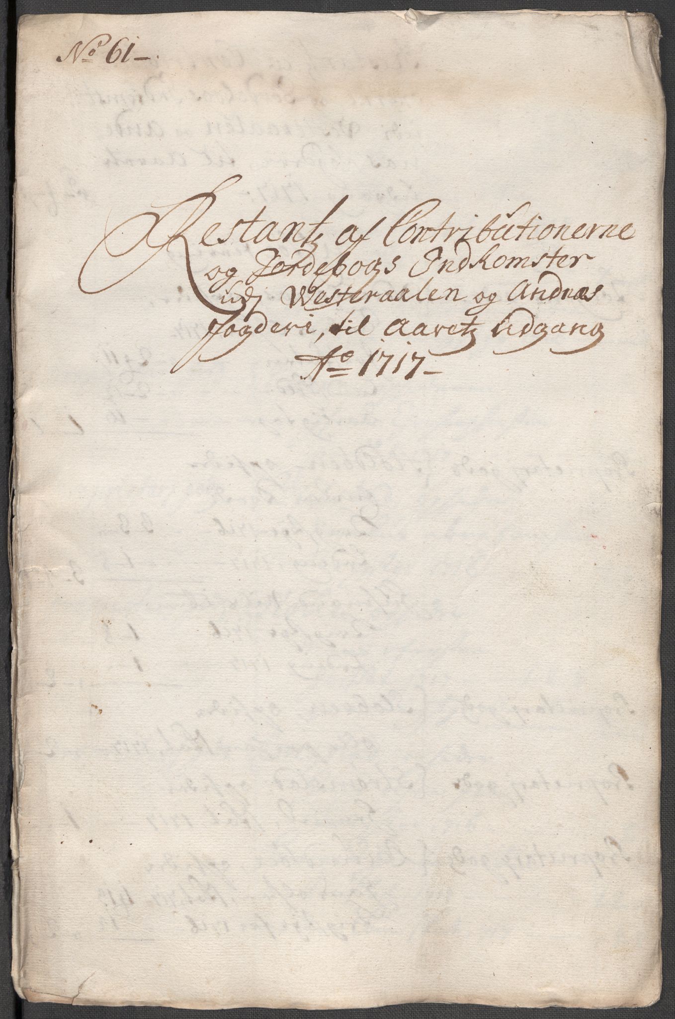 Rentekammeret inntil 1814, Reviderte regnskaper, Fogderegnskap, AV/RA-EA-4092/R67/L4683: Fogderegnskap Vesterålen, Andenes og Lofoten, 1717, p. 291