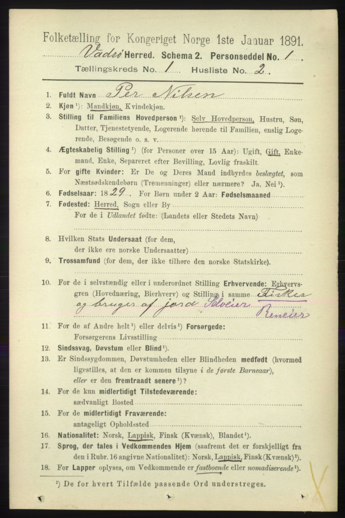 RA, 1891 census for 2029 Vadsø, 1891, p. 82