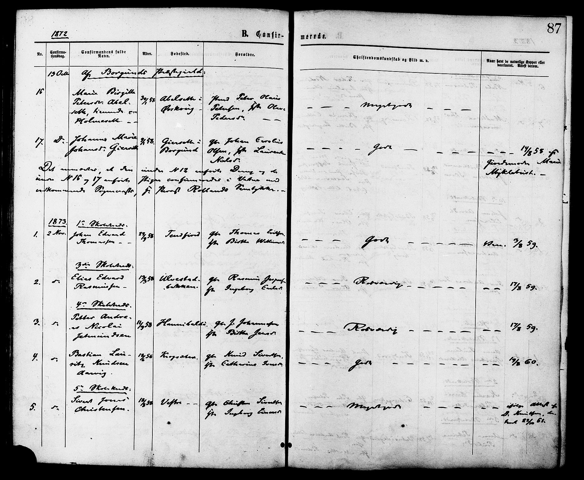 Ministerialprotokoller, klokkerbøker og fødselsregistre - Møre og Romsdal, AV/SAT-A-1454/525/L0373: Parish register (official) no. 525A03, 1864-1879, p. 87