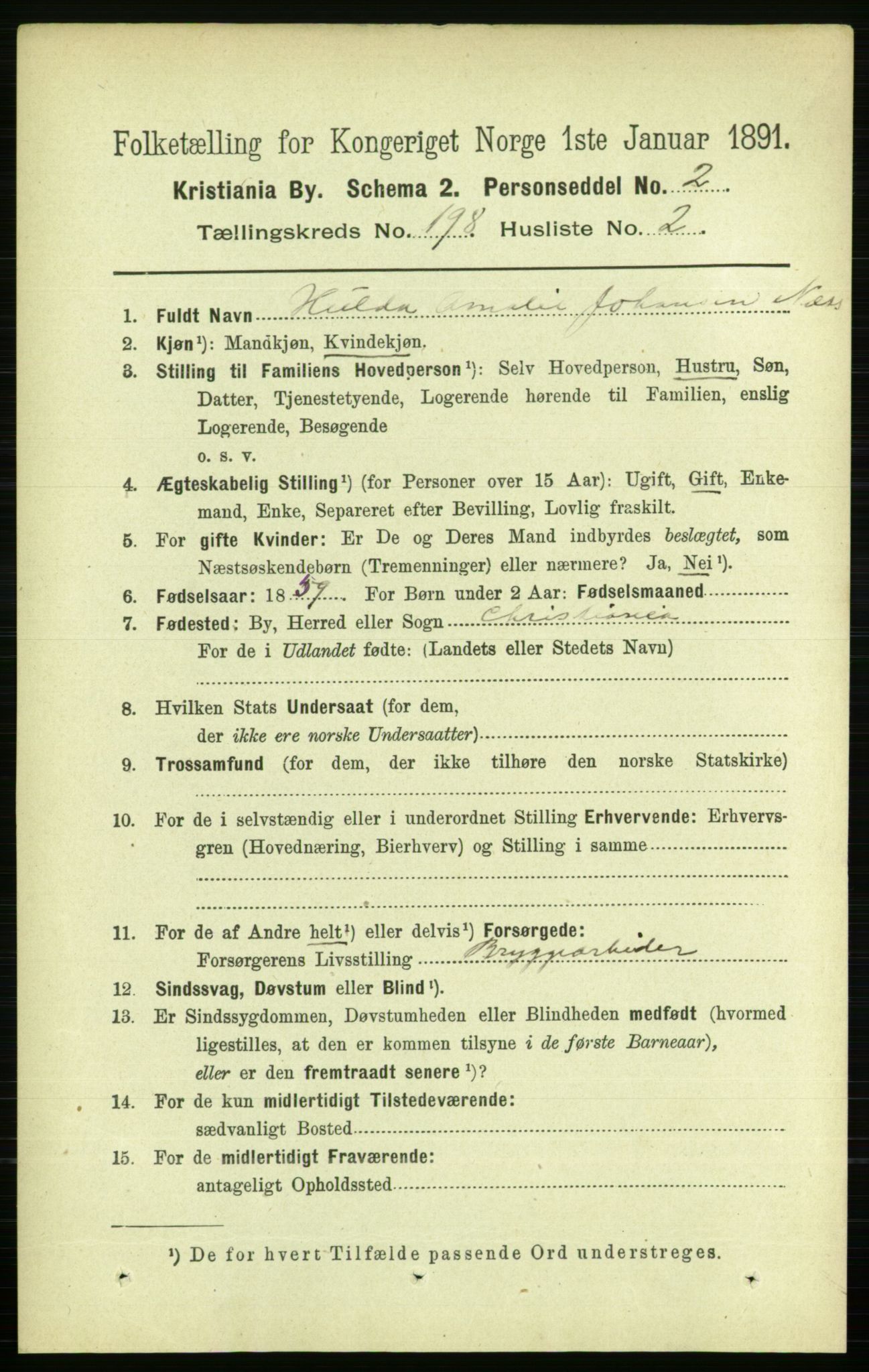 RA, 1891 census for 0301 Kristiania, 1891, p. 119285