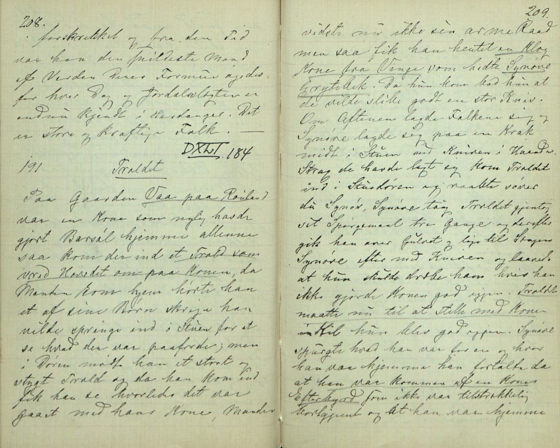 Rikard Berge, TEMU/TGM-A-1003/F/L0007/0006: 251-299 / 256 Samlet af Halvor Nilsen Tveten i Bø, 1893, p. 208-209
