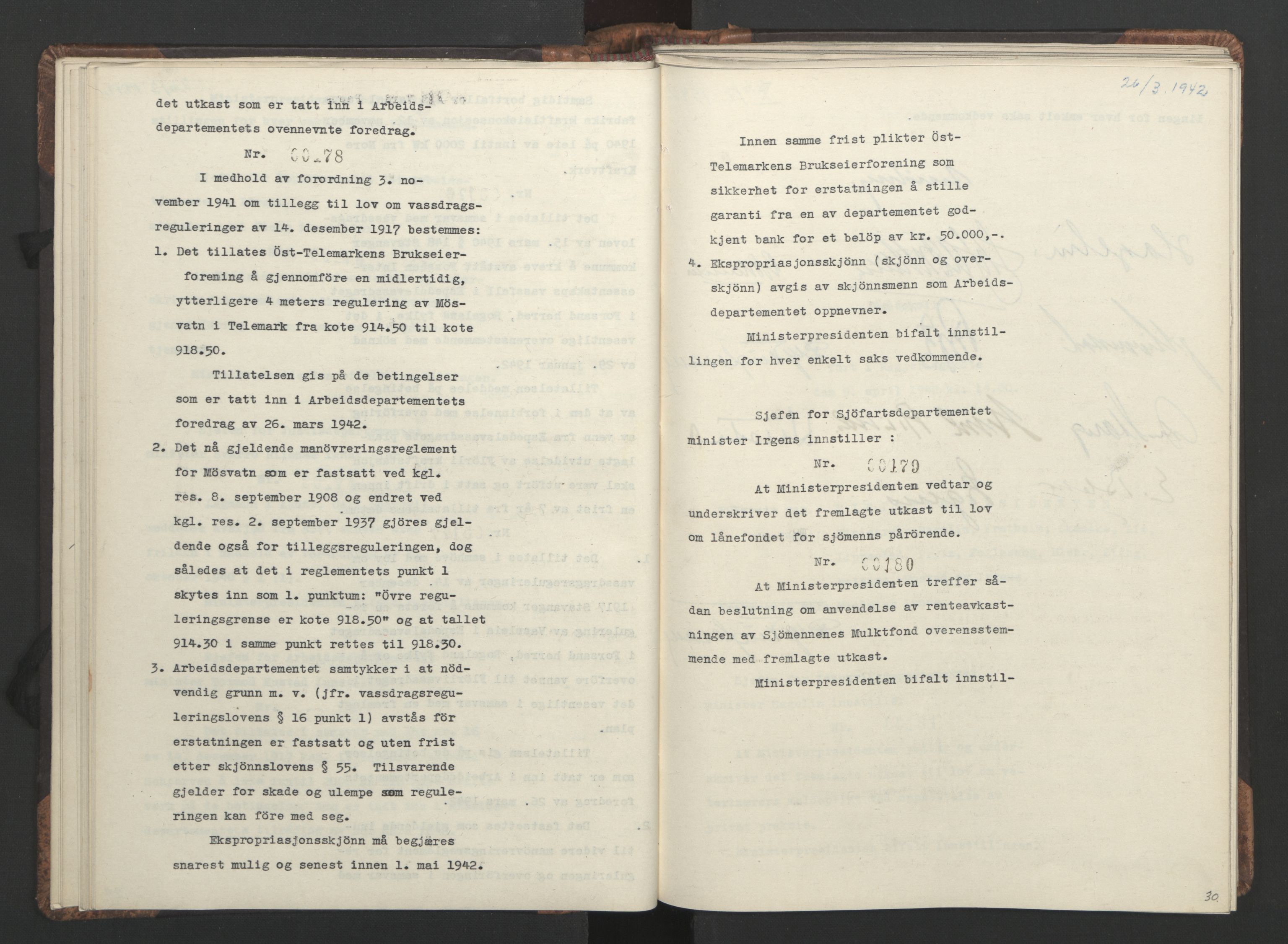 NS-administrasjonen 1940-1945 (Statsrådsekretariatet, de kommisariske statsråder mm), RA/S-4279/D/Da/L0001: Beslutninger og tillegg (1-952 og 1-32), 1942, p. 33