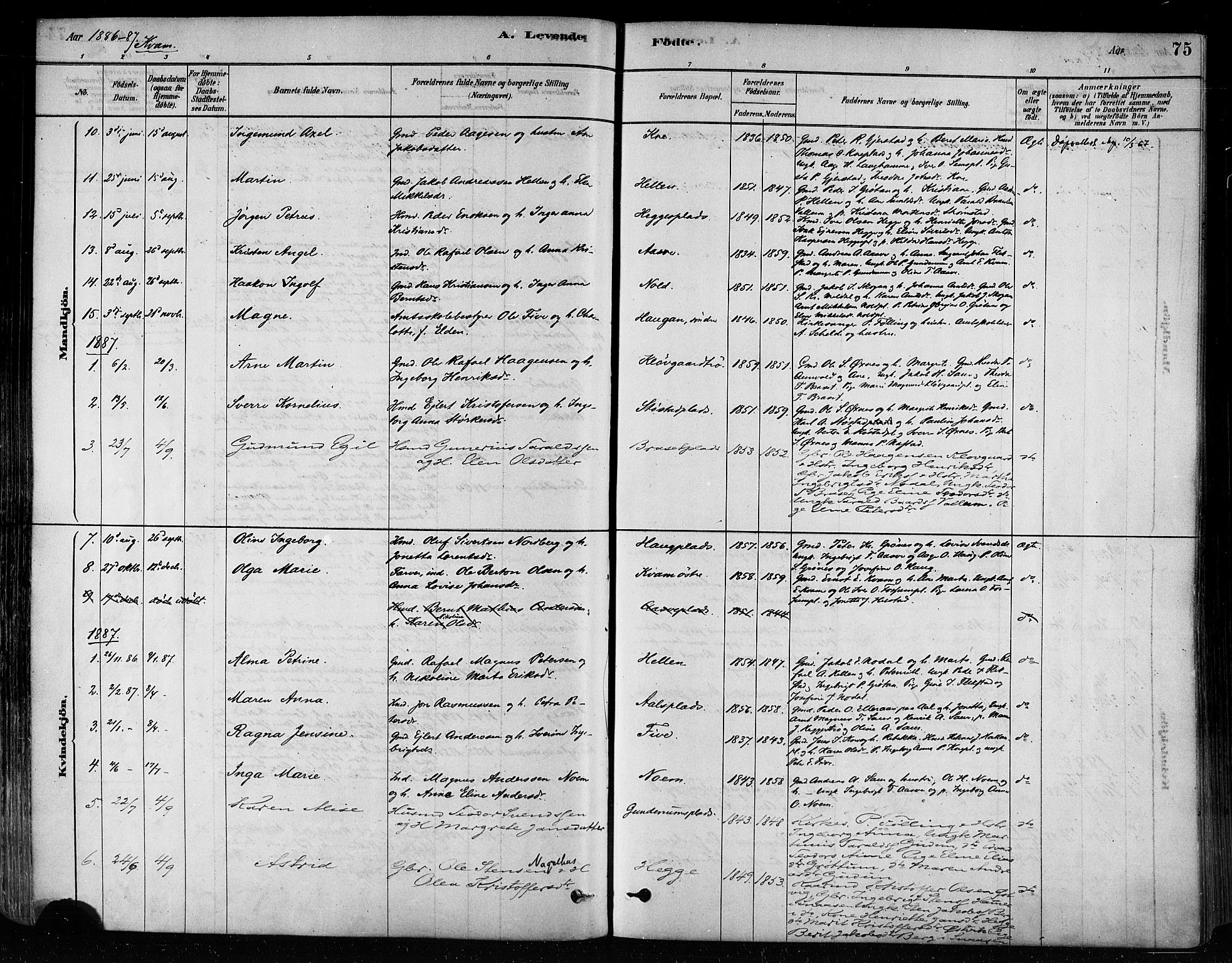 Ministerialprotokoller, klokkerbøker og fødselsregistre - Nord-Trøndelag, SAT/A-1458/746/L0449: Parish register (official) no. 746A07 /2, 1878-1899, p. 75