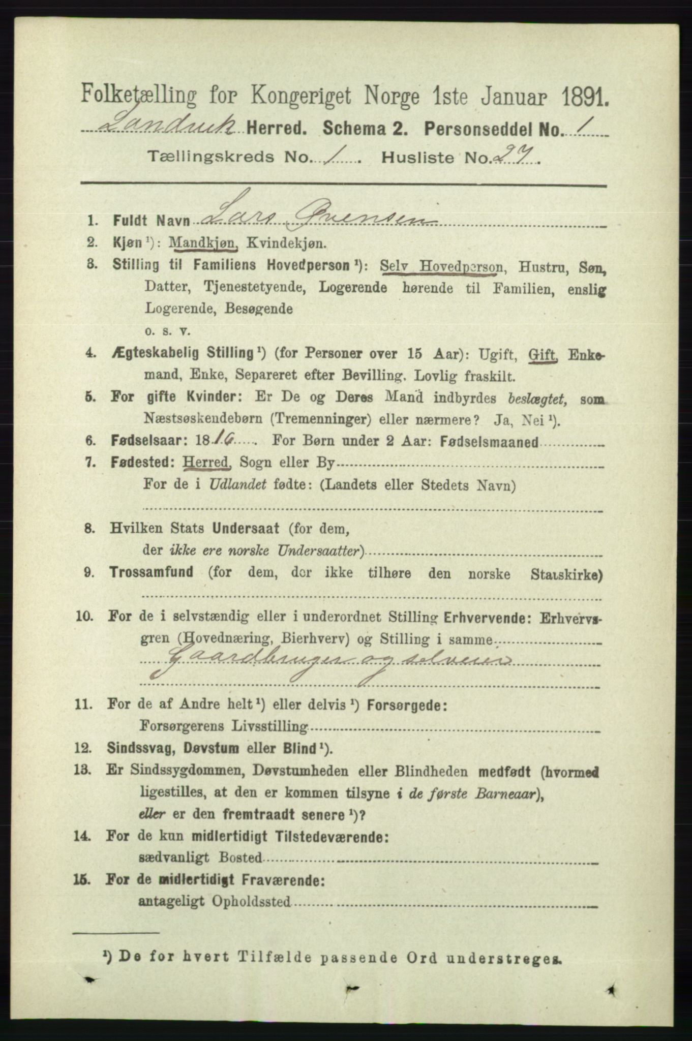 RA, 1891 census for 0924 Landvik, 1891, p. 236