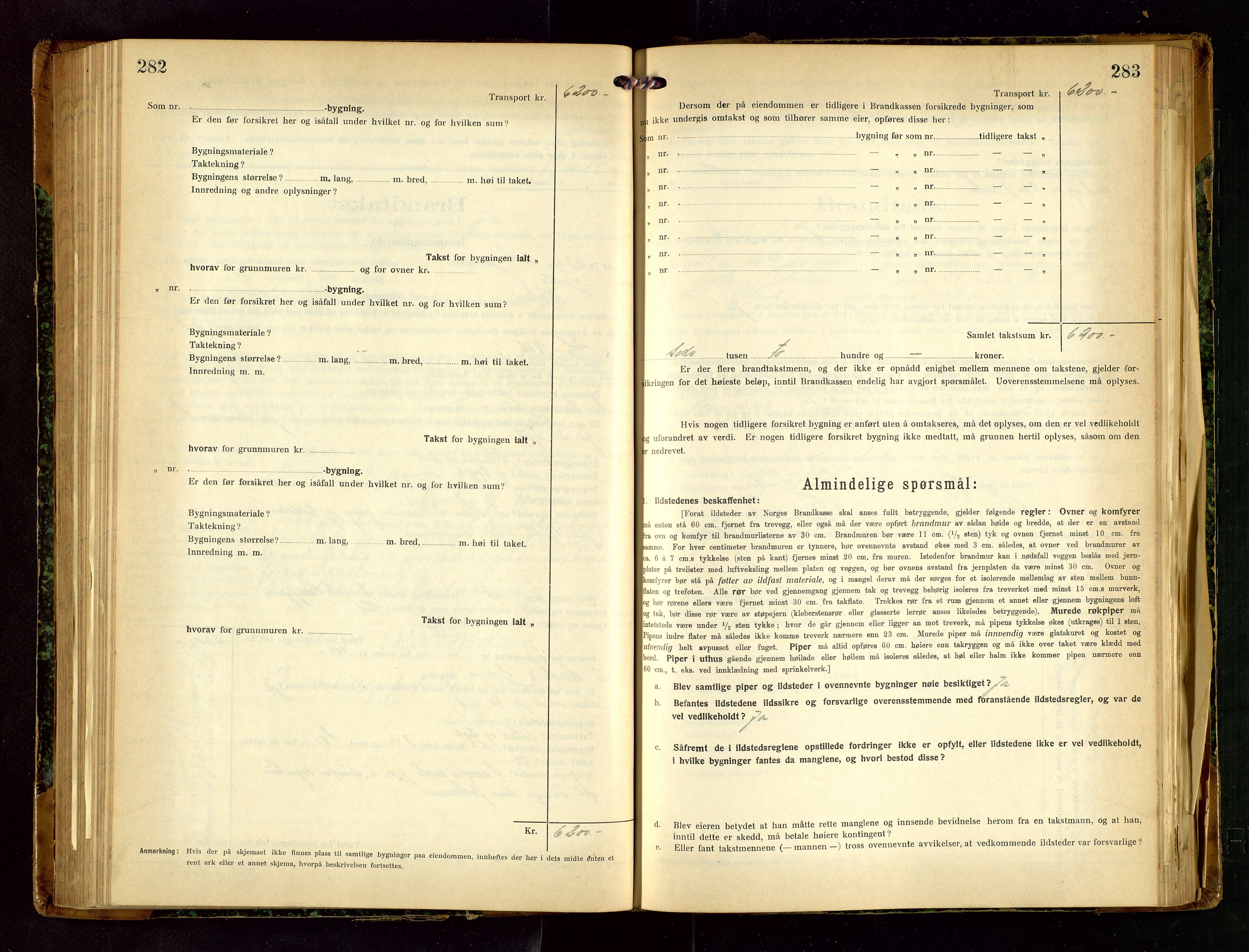 Håland lensmannskontor, AV/SAST-A-100100/Gob/L0007: Branntakstprotokoll - skjematakst. Register i boken., 1920-1925, p. 282-283