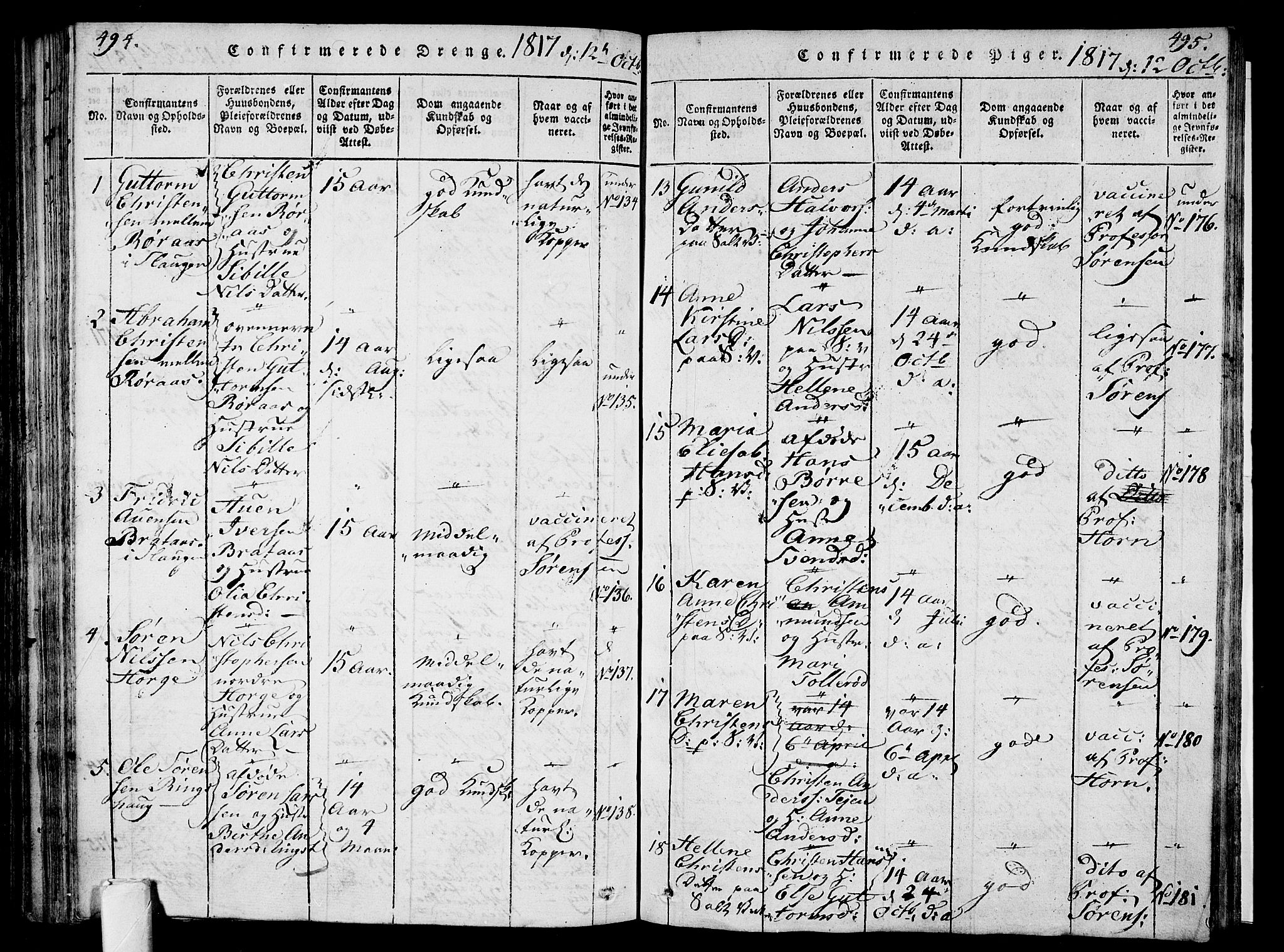 Sem kirkebøker, AV/SAKO-A-5/F/Fa/L0004: Parish register (official) no. I 4, 1814-1825, p. 494-495