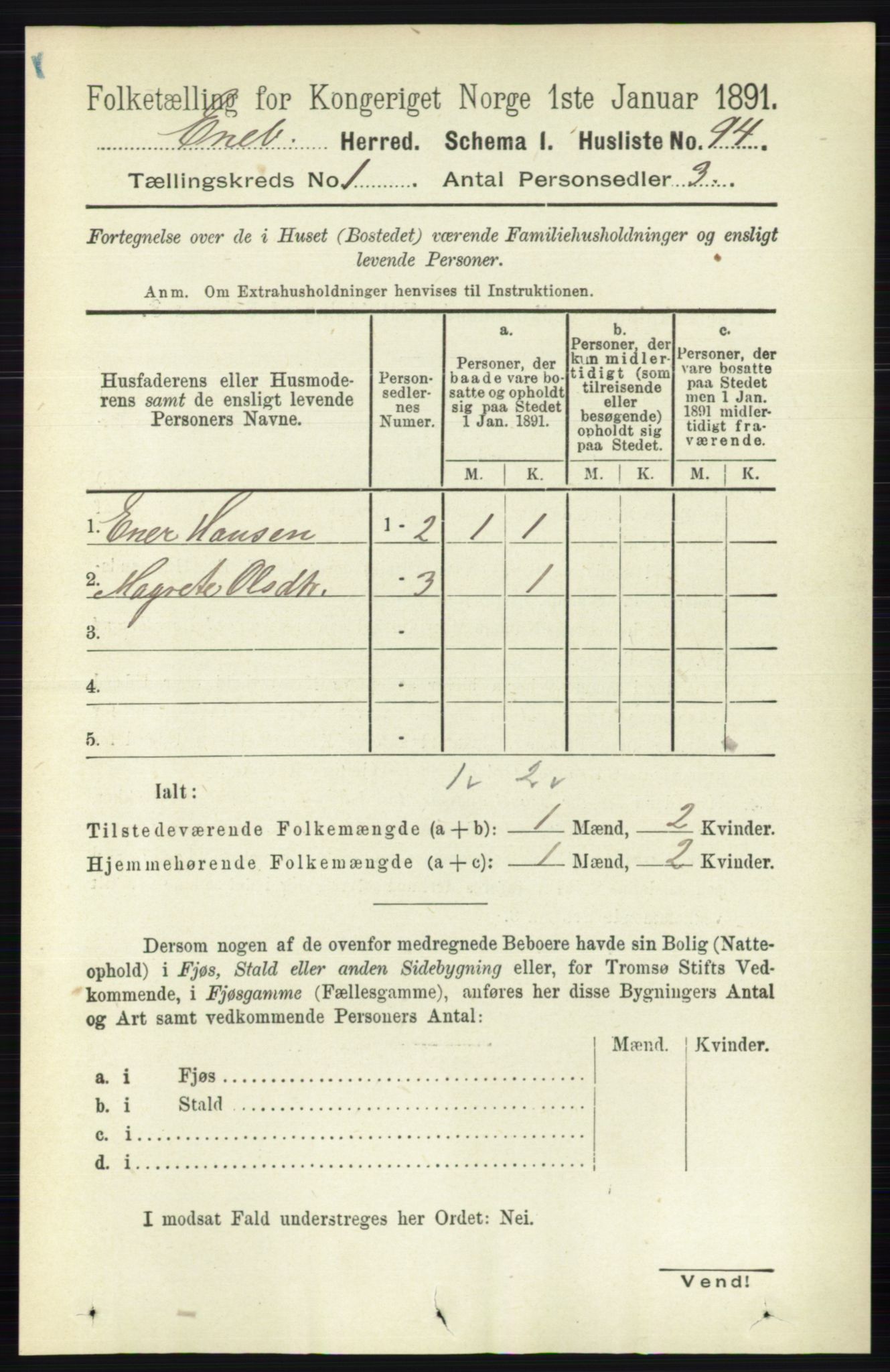 RA, 1891 census for 0229 Enebakk, 1891, p. 120