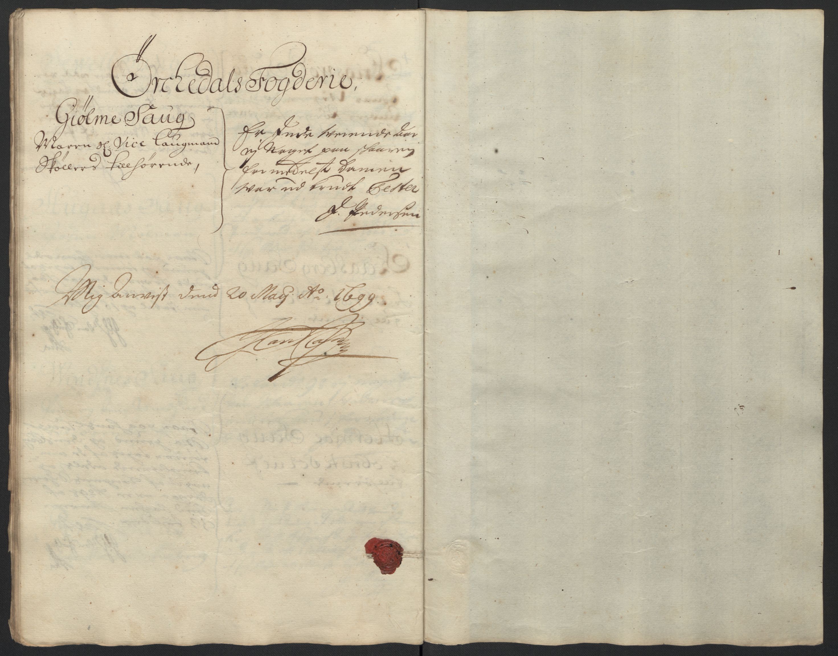 Rentekammeret inntil 1814, Reviderte regnskaper, Fogderegnskap, RA/EA-4092/R60/L3948: Fogderegnskap Orkdal og Gauldal, 1698, p. 334