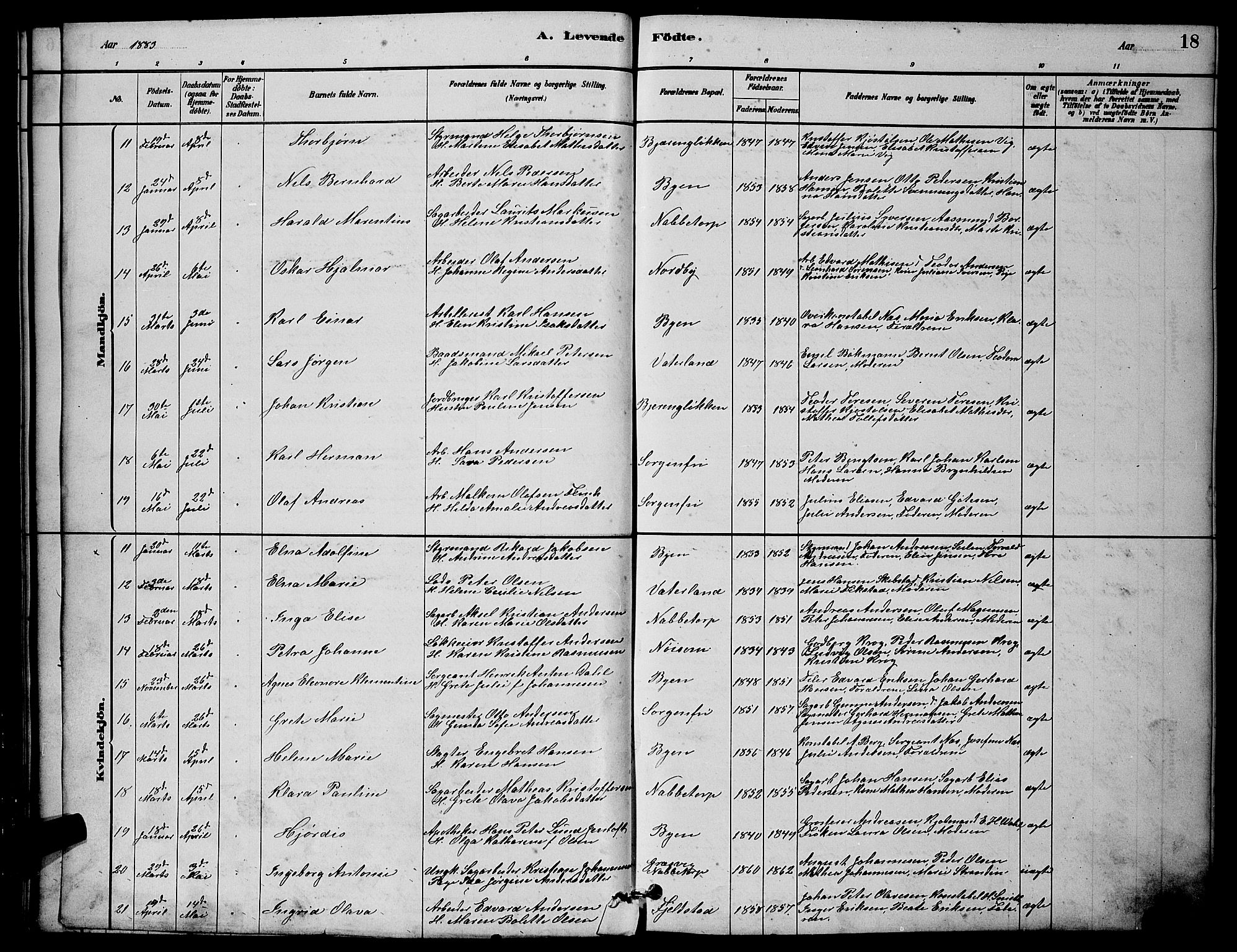 Østre Fredrikstad prestekontor Kirkebøker, SAO/A-10907/G/Ga/L0001: Parish register (copy) no. 1, 1880-1899, p. 18